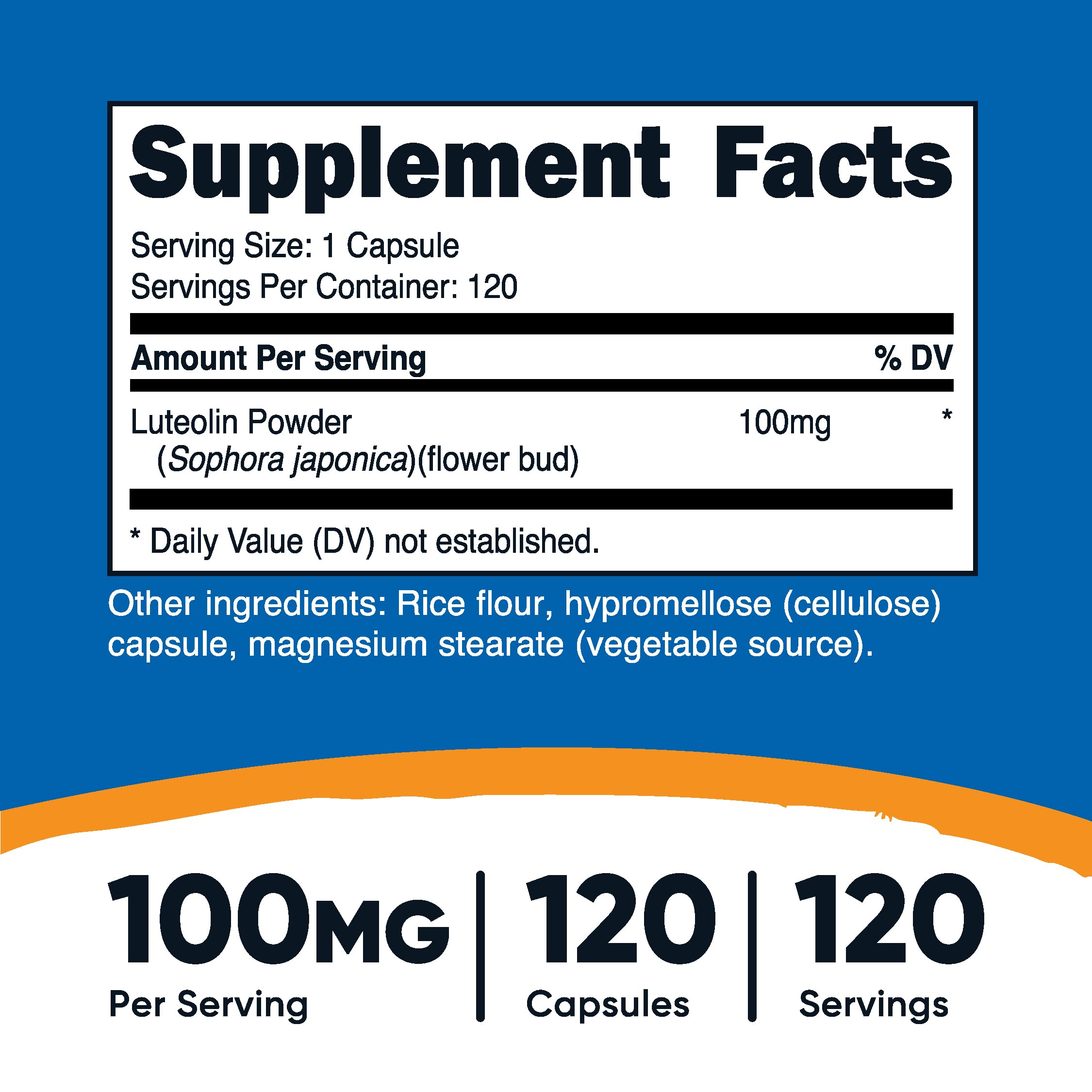 Foto 3 pulgar | Suplemento Nutricost Luteolina 100 Mg 120 Cápsulas - Venta Internacional.