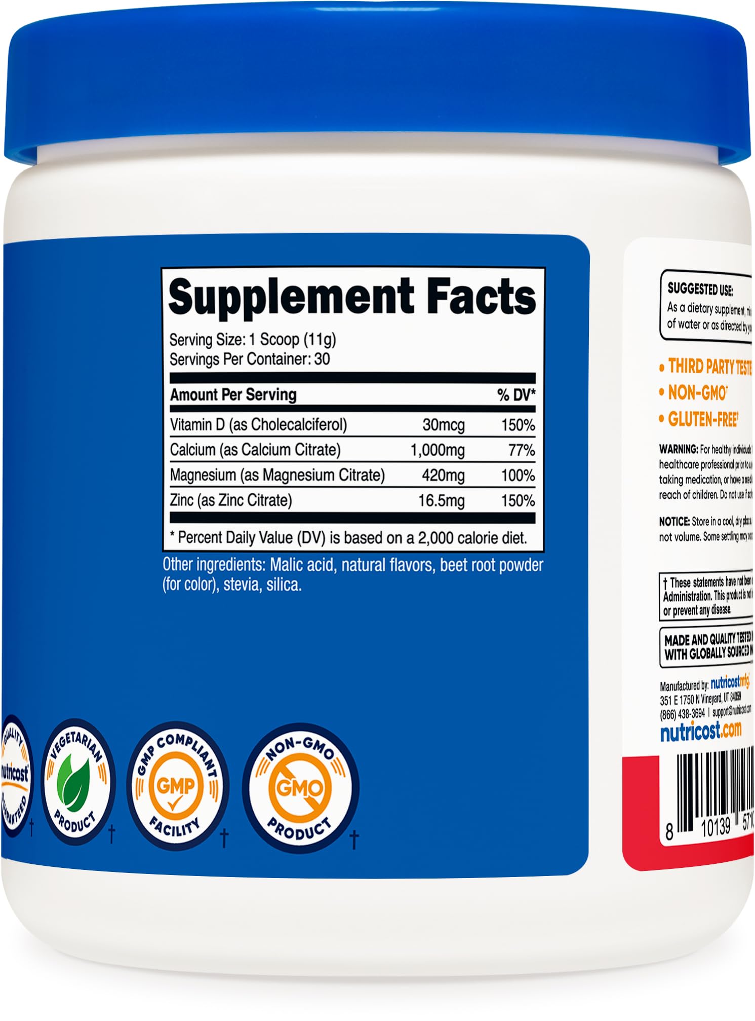 Foto 3 pulgar | Suplemento Nutricost De Calcio, Magnesio Y Zinc Con Vitamina D3 - Venta Internacional.