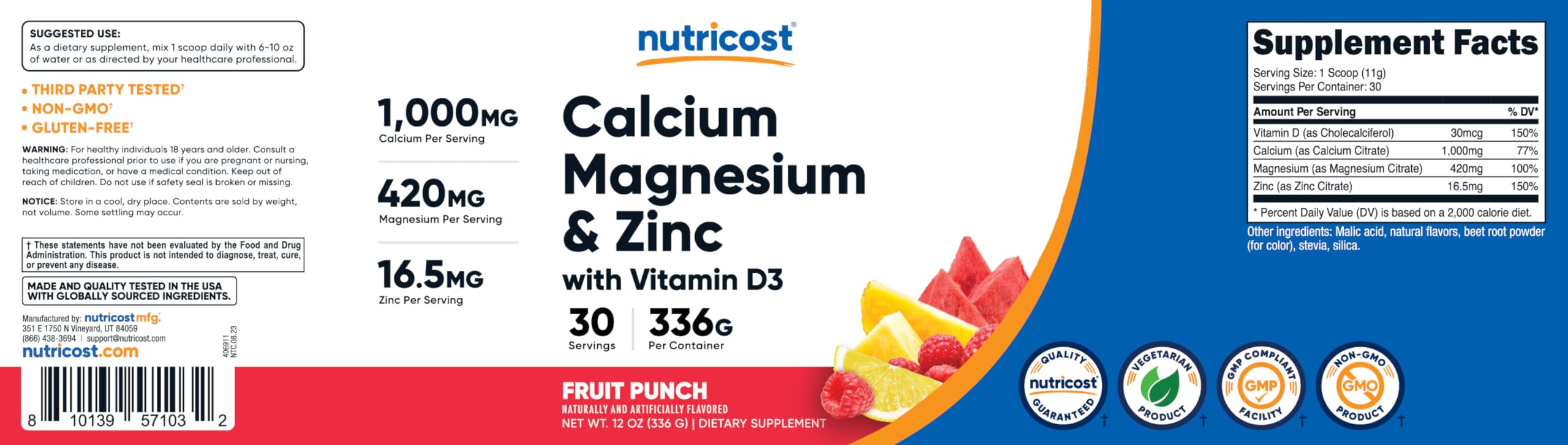 Foto 4 pulgar | Suplemento Nutricost De Calcio, Magnesio Y Zinc Con Vitamina D3 - Venta Internacional.