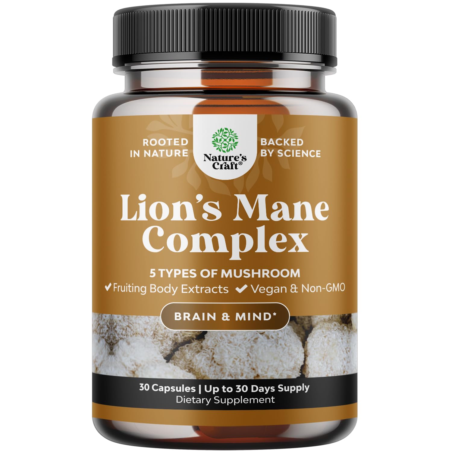 Suplemento Natures Craft Advanced Lion's Mane con Reishi 30 Cápsulas - Venta Internacional