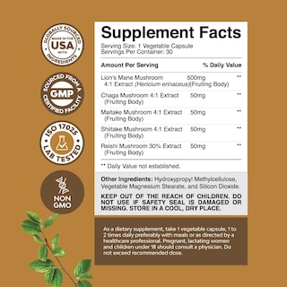 Foto 2 | Suplemento Natures Craft Advanced Lion's Mane con Reishi 30 Cápsulas - Venta Internacional