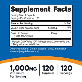 Foto 2 | Suplemento Nutricost De Vitamina C Con Escaramujo, 1025 Mg, 120 Cápsulas - Venta Internacional.