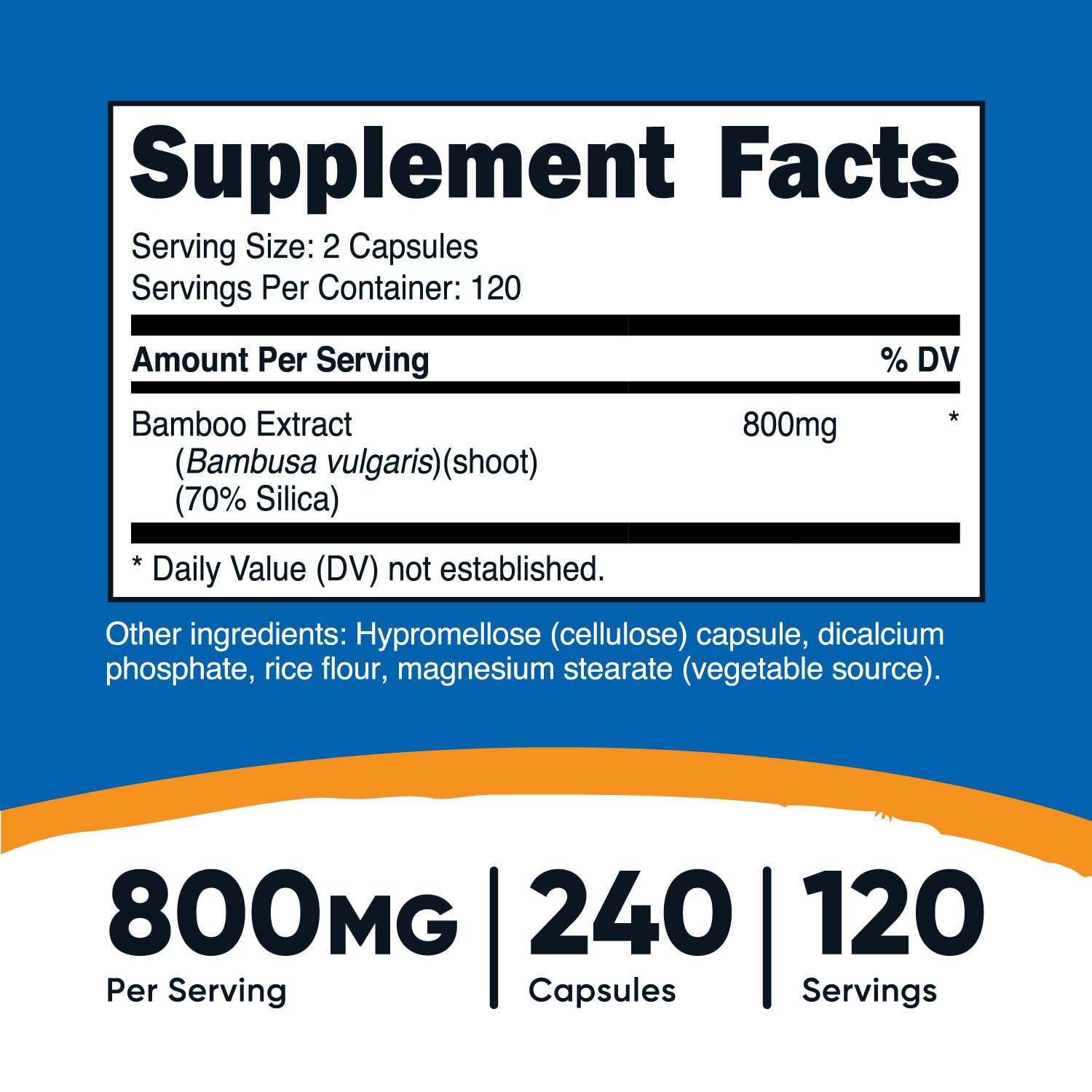 Foto 2 | Suplemento Nutricost Extracto De Bambú 400 Mg 240 Cápsulas - Venta Internacional.