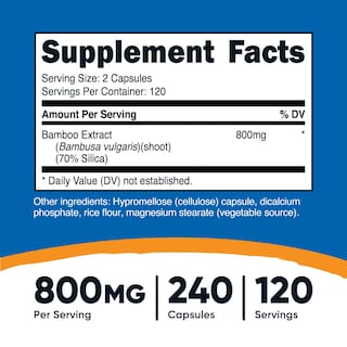 Foto 2 | Suplemento Nutricost Extracto De Bambú 400 Mg 240 Cápsulas - Venta Internacional.