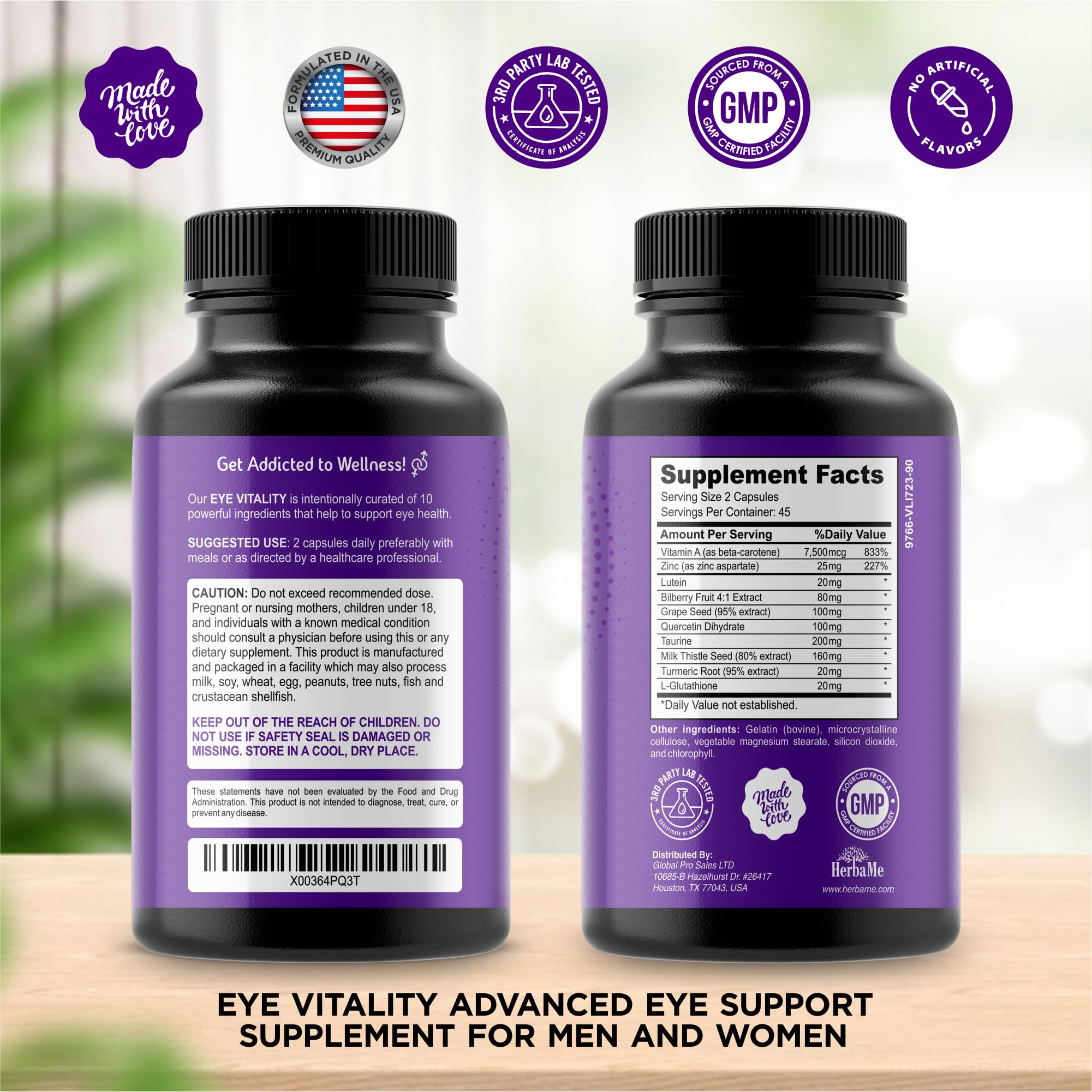 Foto 2 | Suplemento Vitaminas para Ojos Herbame Eye Vitality 90 Cápsulas - Venta Internacional