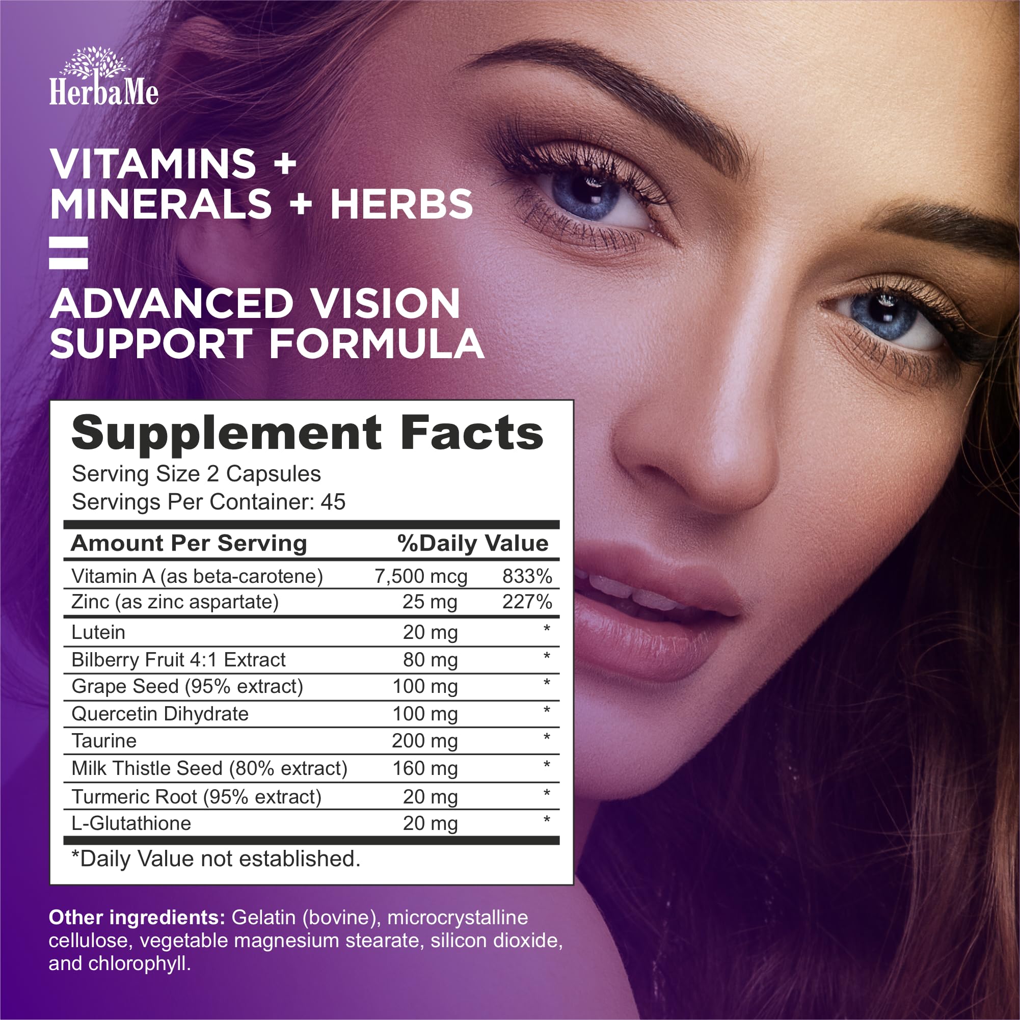 Foto 3 | Suplemento Vitaminas para Ojos Herbame Eye Vitality 90 Cápsulas - Venta Internacional