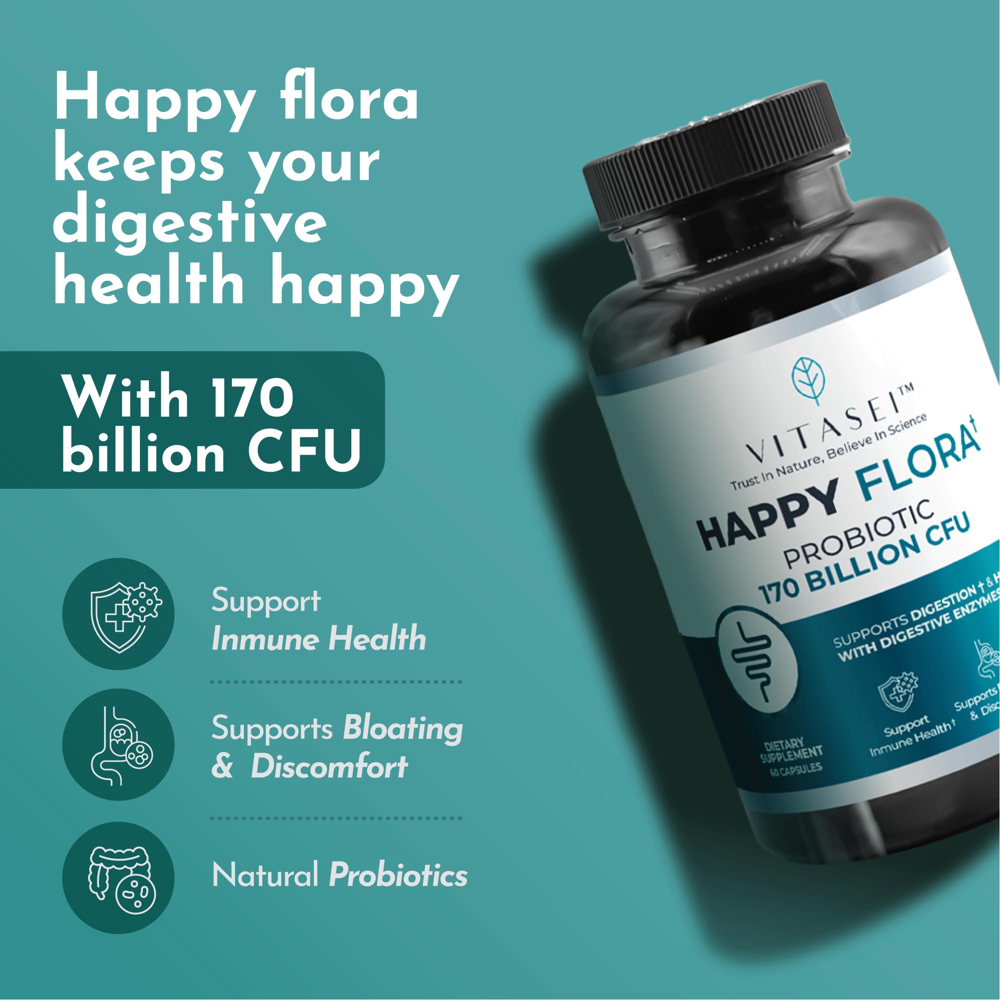 Foto 3 pulgar | Suplemento Probiótico Vitasei Happy Flora 170 Mil Millones de UFC - Venta Internacional