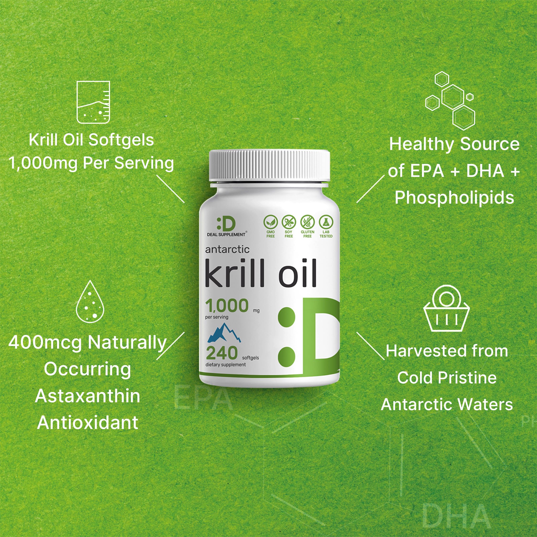 Foto 5 pulgar | Suplemento, Oferta, Aceite De Krill Antártico, 1000 Mg X 240 Cápsulas Blandas - Venta Internacional.