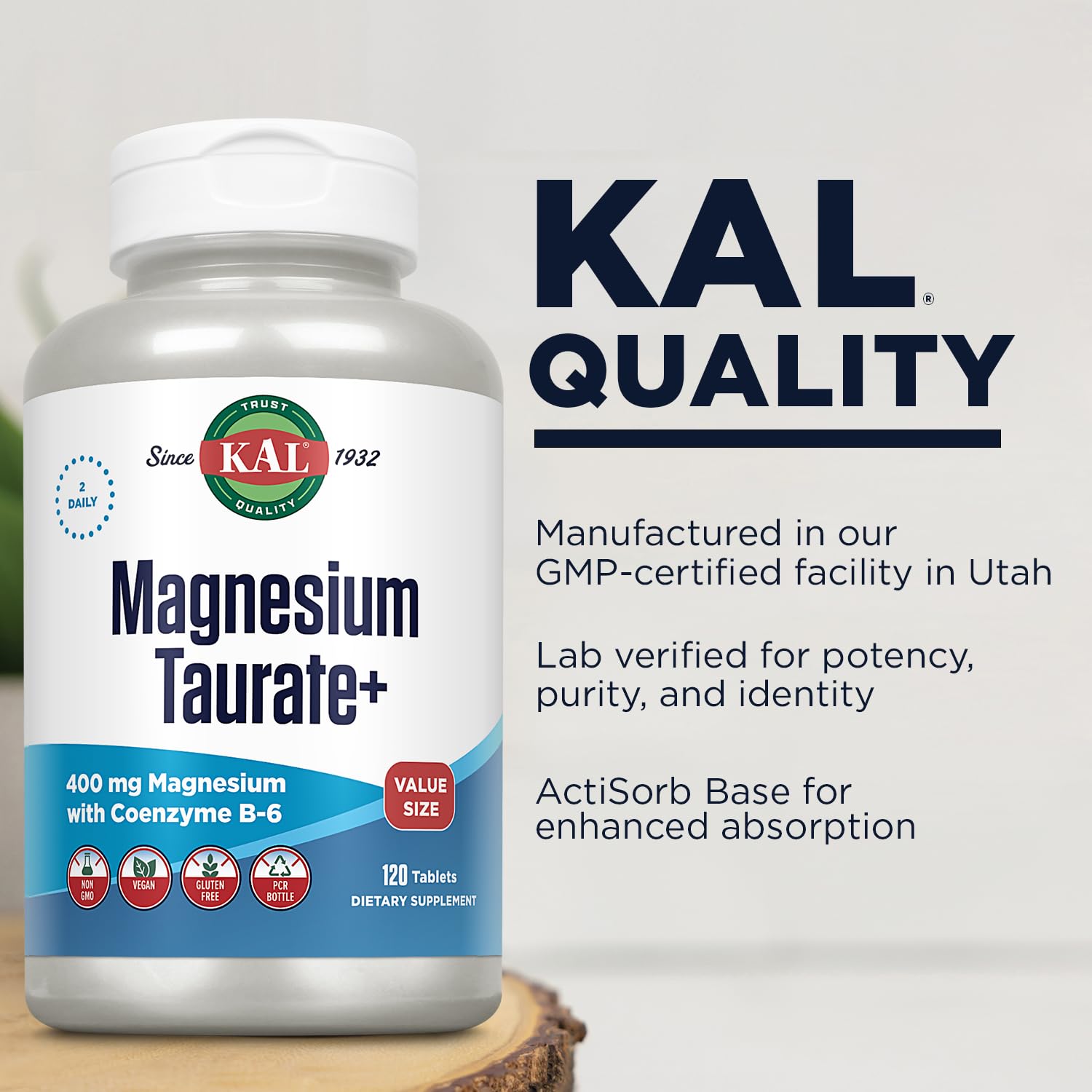 Foto 5 pulgar | Suplemento Kal De Taurato De Magnesio 400 Mg Con Vitamina B6 120 Tabletas - Venta Internacional.