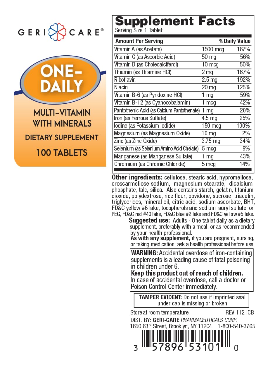 Foto 3 pulgar | Suplemento Gericare De Multivitaminas Y Minerales Para Un Día, 100 Unidades - Venta Internacional.
