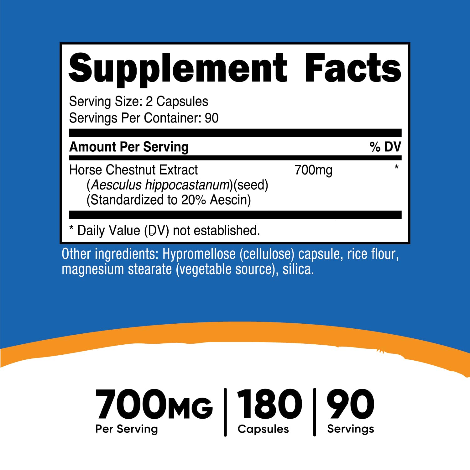 Foto 3 pulgar | Suplemento Nutricost De Extracto De Castaño De Indias 700 Mg 180 Cápsulas - Venta Internacional.