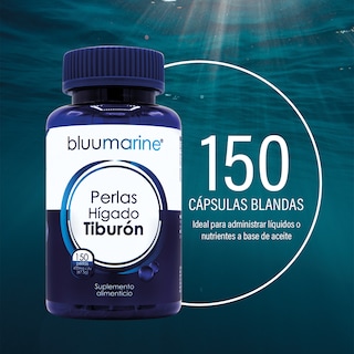 Foto 2 | Bluumarine Perlas Hígado De Tiburón Suplemento Alimenticio Con Omega-3, Vitamina A Y D 150 Perlas Para Sistema Inm