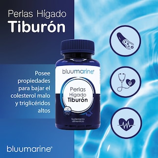 Foto 4 | Bluumarine Perlas Hígado De Tiburón Suplemento Alimenticio Con Omega-3, Vitamina A Y D 150 Perlas Para Sistema Inm
