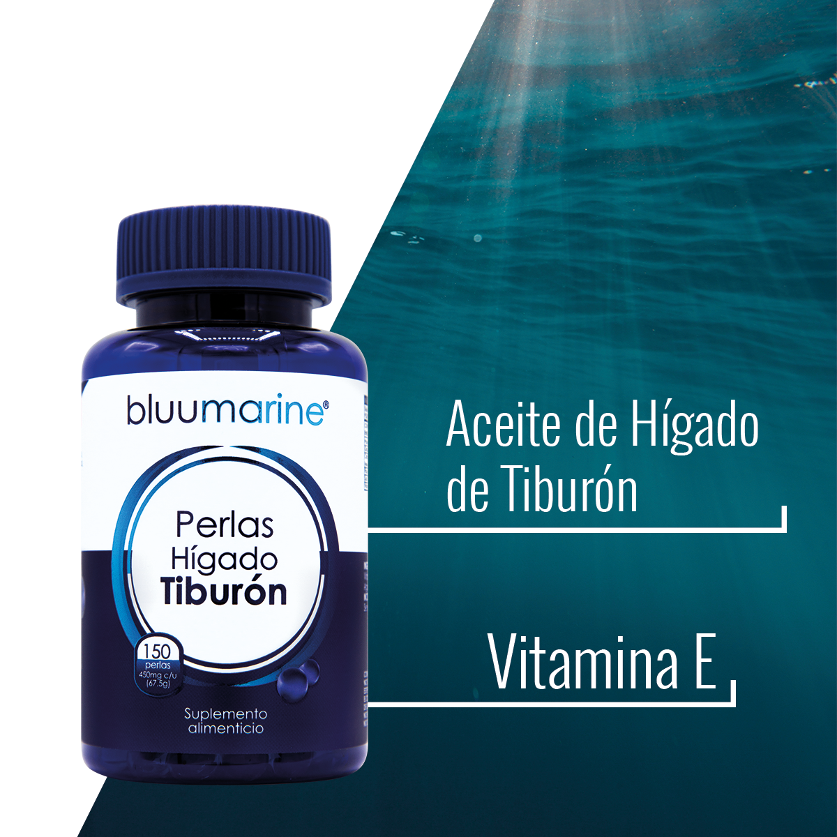Foto 7 pulgar | Bluumarine Perlas Hígado De Tiburón Suplemento Alimenticio Con Omega-3, Vitamina A Y D 150 Perlas Para Sistema Inm