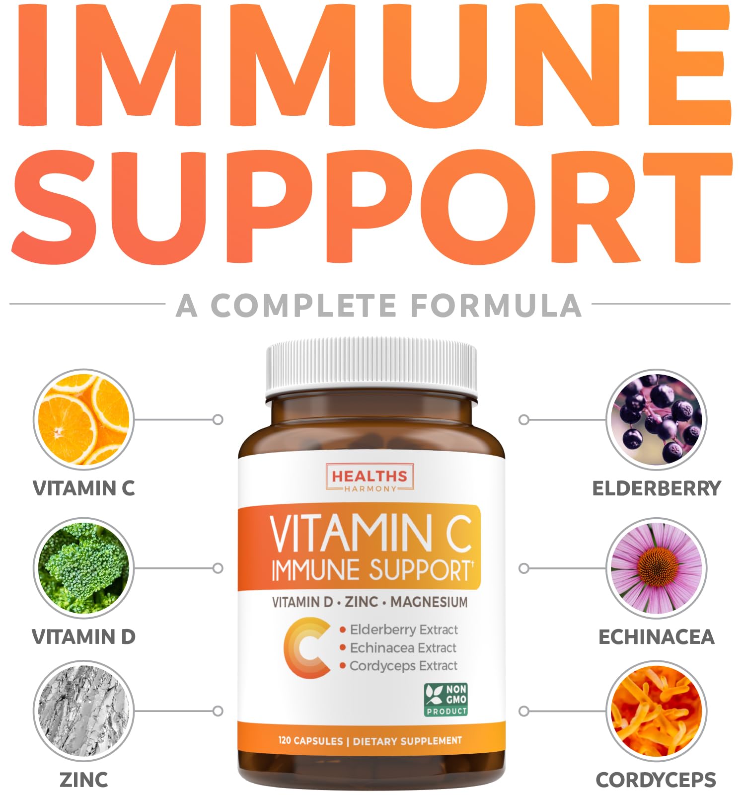 Foto 3 pulgar | Supplement Healths Harmony, Vitamina C, Apoyo Inmunológico Con Zinc - Venta Internacional.