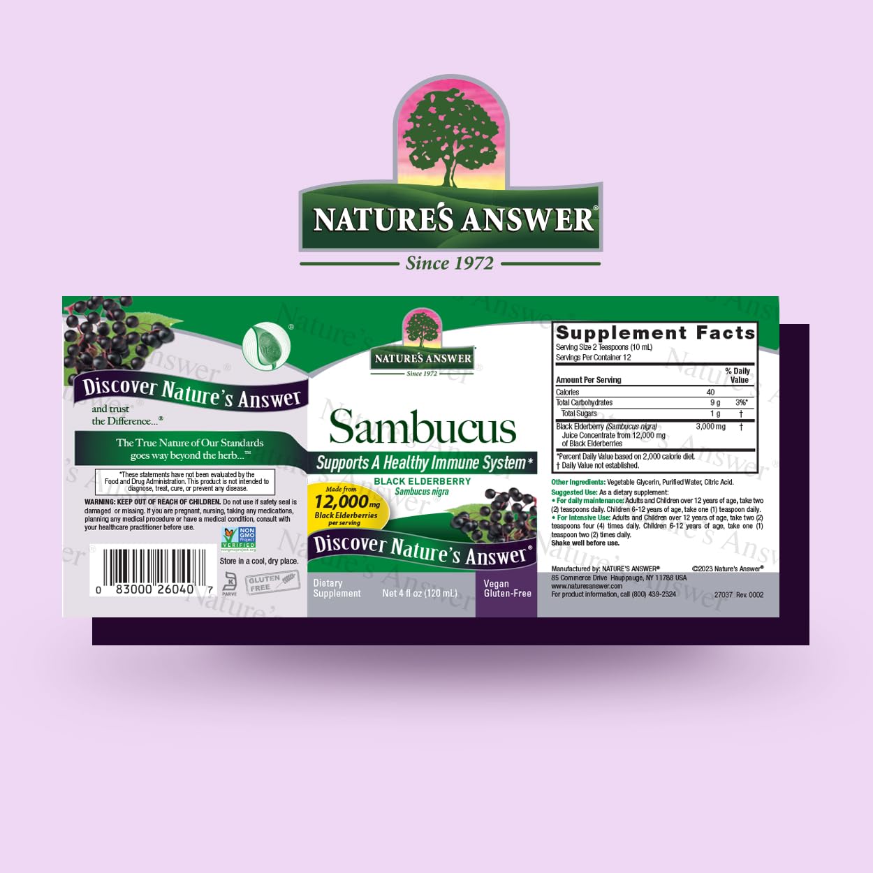 Foto 2 | Suplemento Nature's Answer Sambucus Original 120 ml Sin Alcohol - Venta Internacional