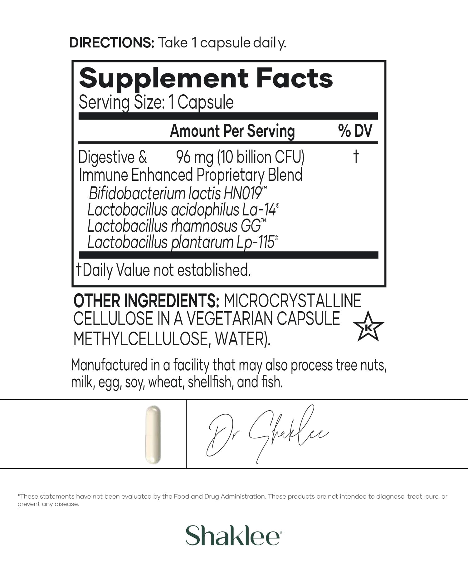 Foto 4 pulgar | Probiótico Shaklee Optiflora  Di 10 Mil Millones Ufc 30 Cápsulas - Venta Internacional