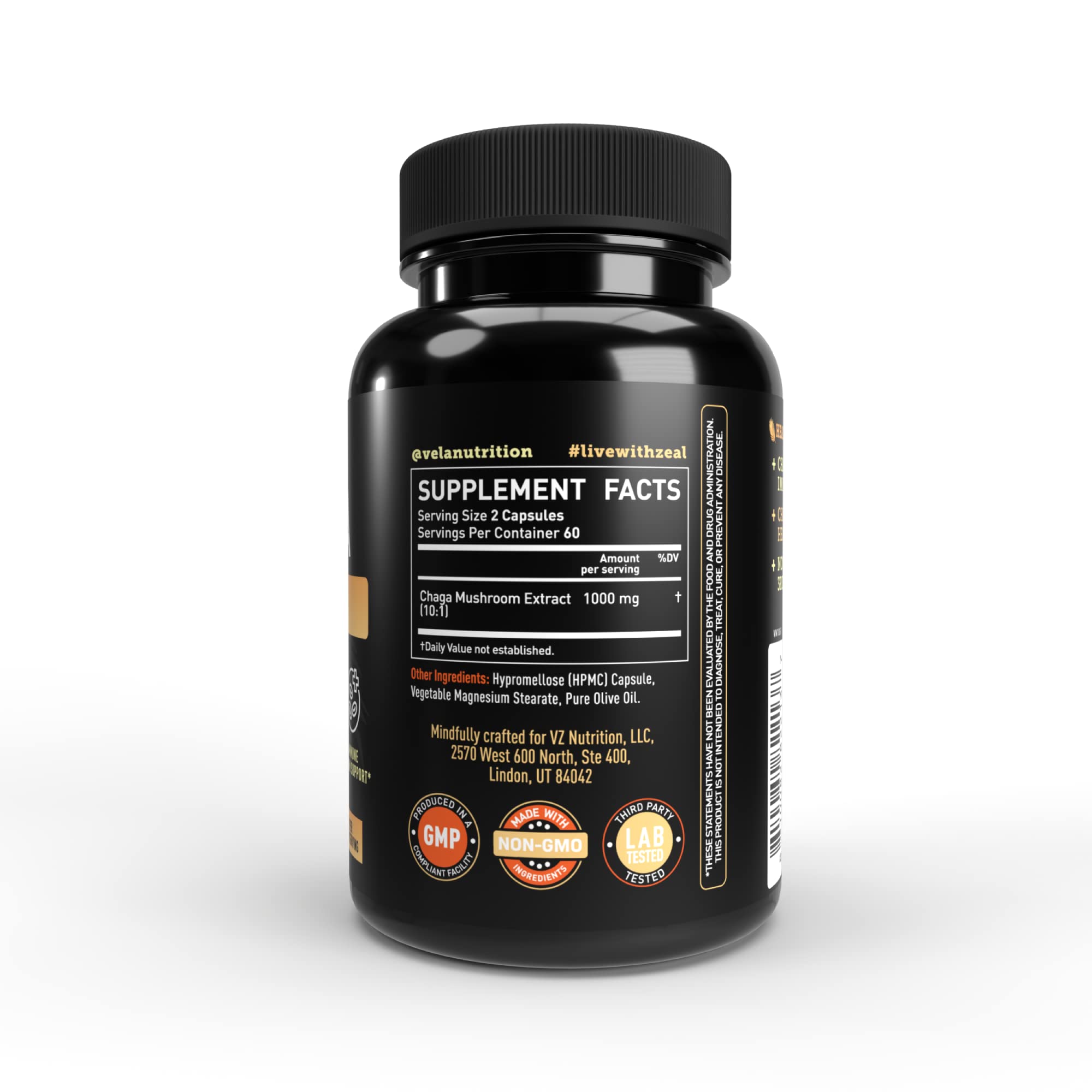 Foto 3 pulgar | Suplemento Véla Chaga Cápsula de Hongos 1500 mg 120 Cápsulas - Venta Internacional