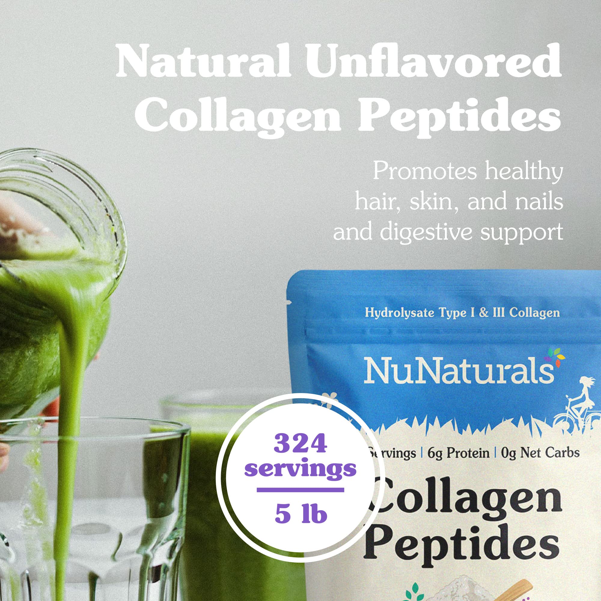 Foto 3 pulgar | Péptidos de Colágeno en Polvo NuNaturals Tipo I y III para Piel 2,27 kg - Venta Internacional