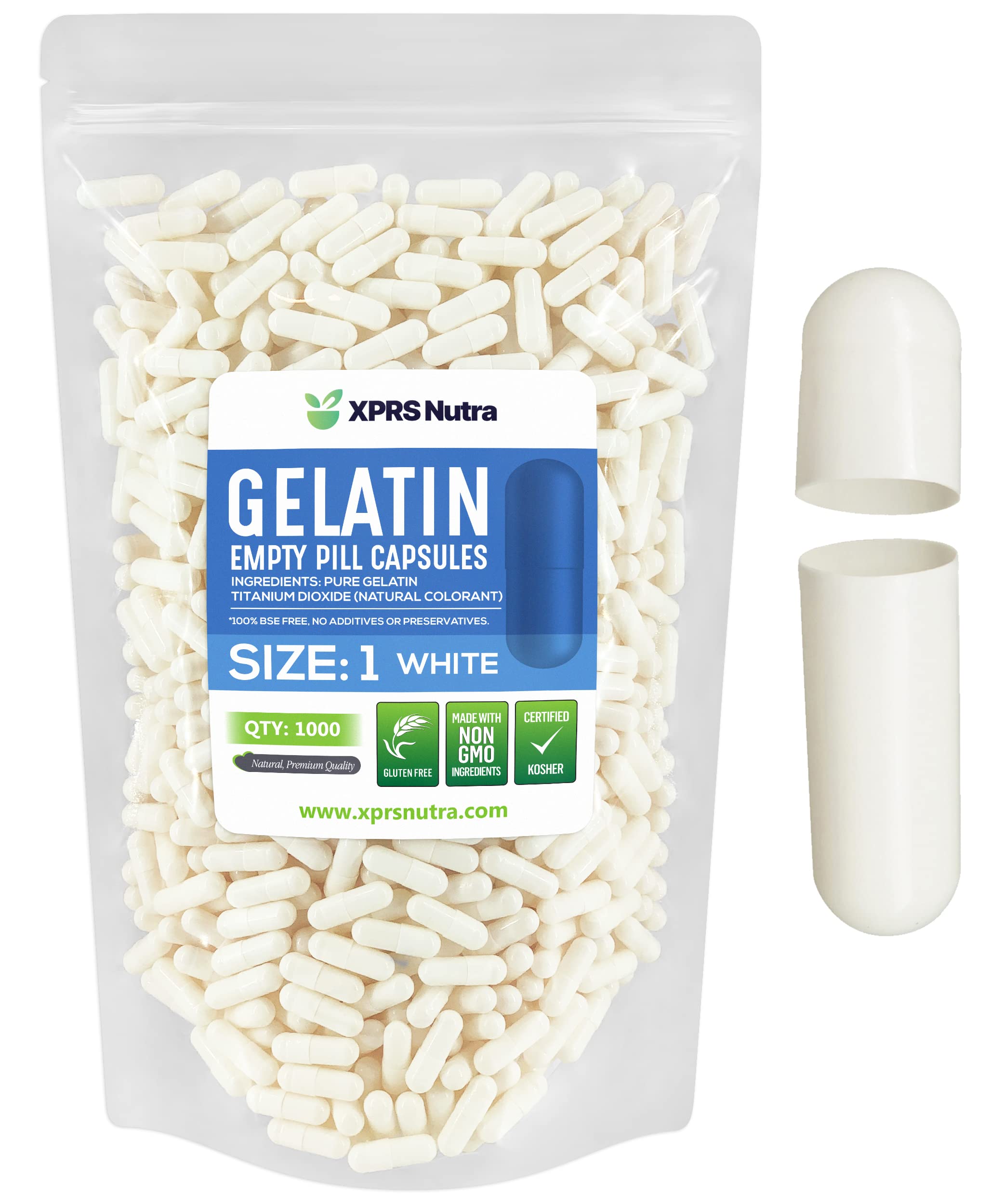 Foto 2 pulgar | Cápsulas Vacías Xprs Nutra, Tamaño 1, 1000 Unidades, Gelatina Blanca - Venta Internacional.