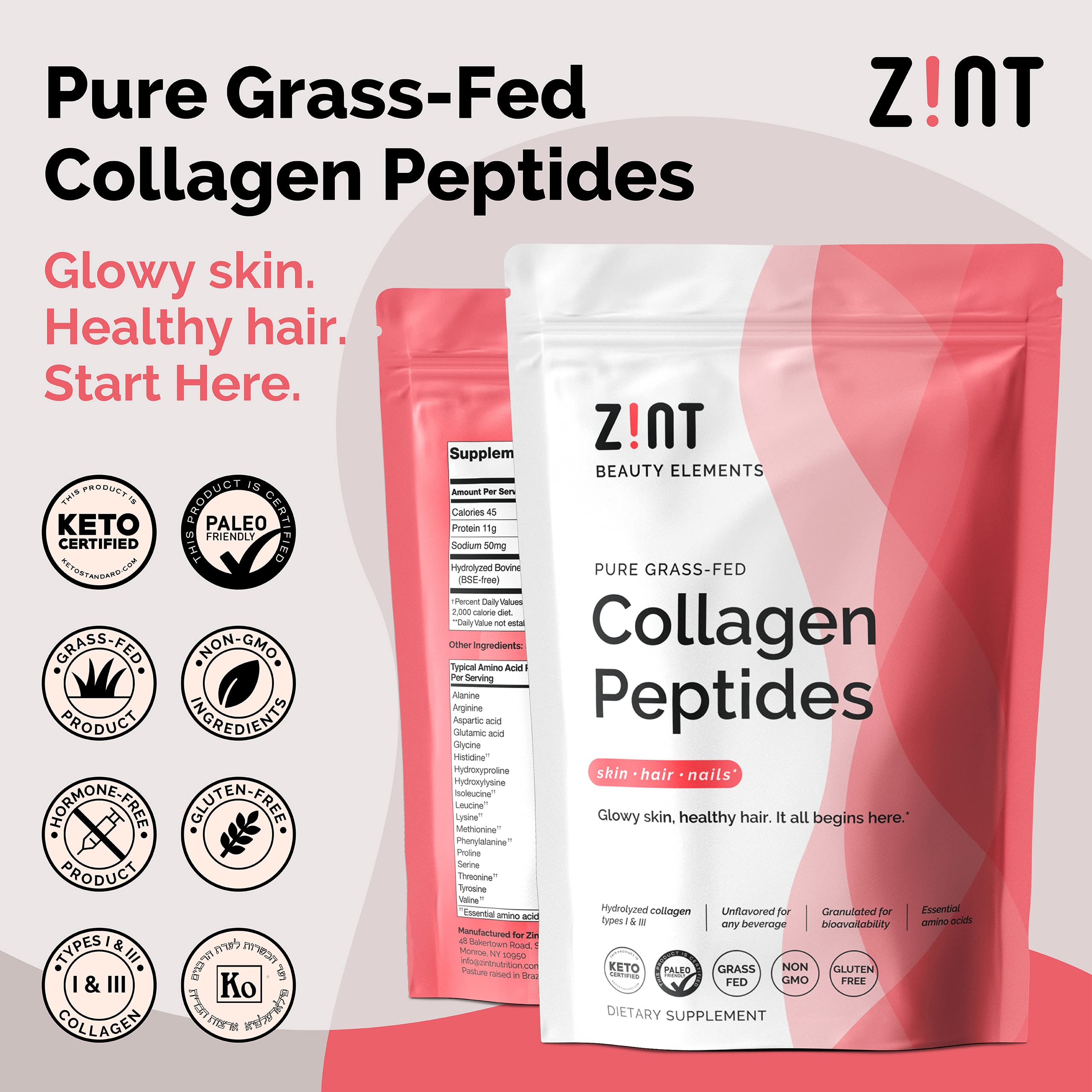 Foto 3 pulgar | Péptidos De Colágeno En Polvo Zint Paleo Keto 283 g- Venta Internacional.