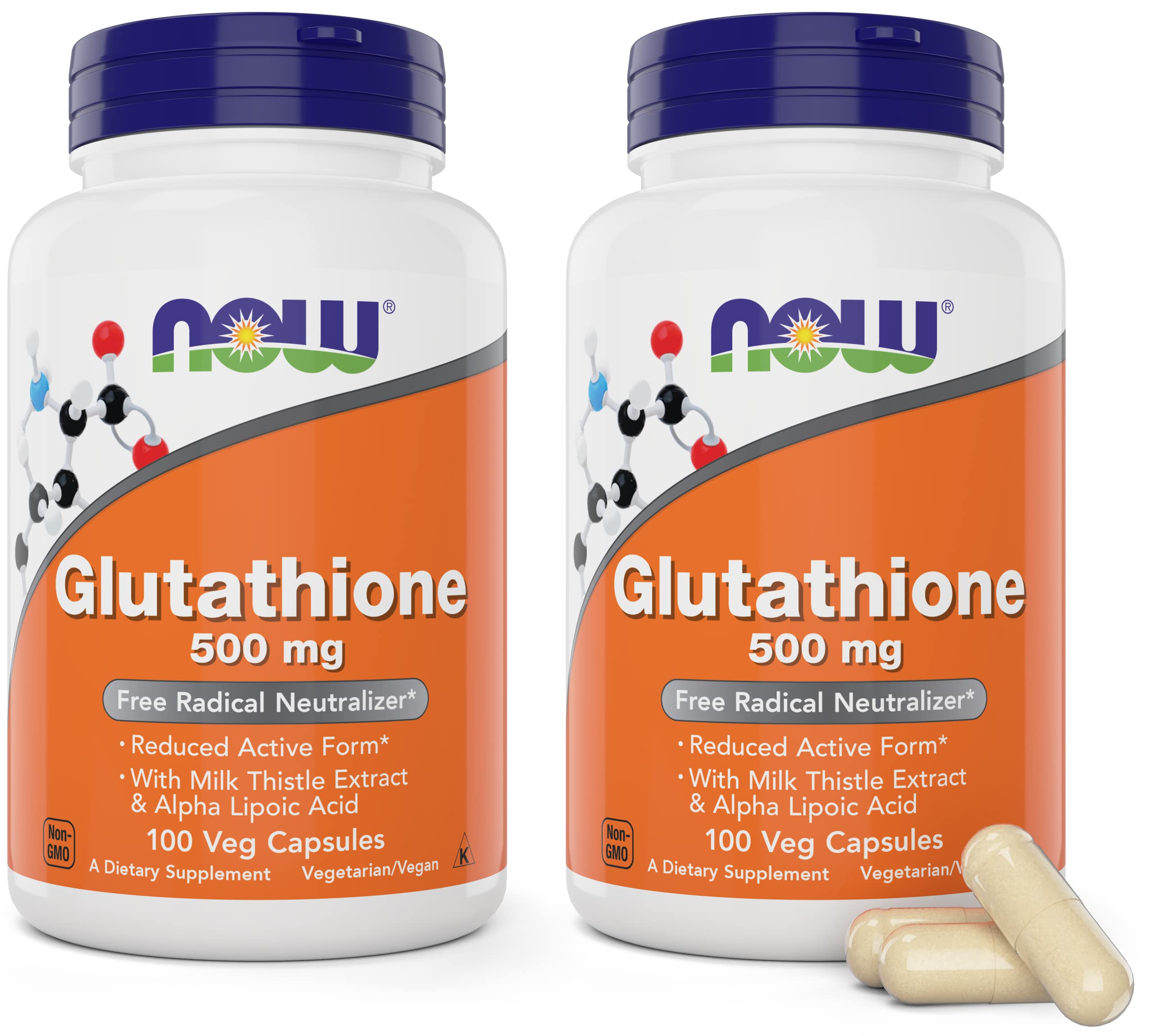 Foto 2 pulgar | Suplemento Now Foods Glutatión 500 mg Vegano 2 Frascos con 100 Cápsulas C/U - Venta Internacional