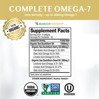 Foto 2 | Suplemento Seabuckwonders Omega-7 Complete 30 Cápsulas Blandas 500 Mg - Venta Internacional.