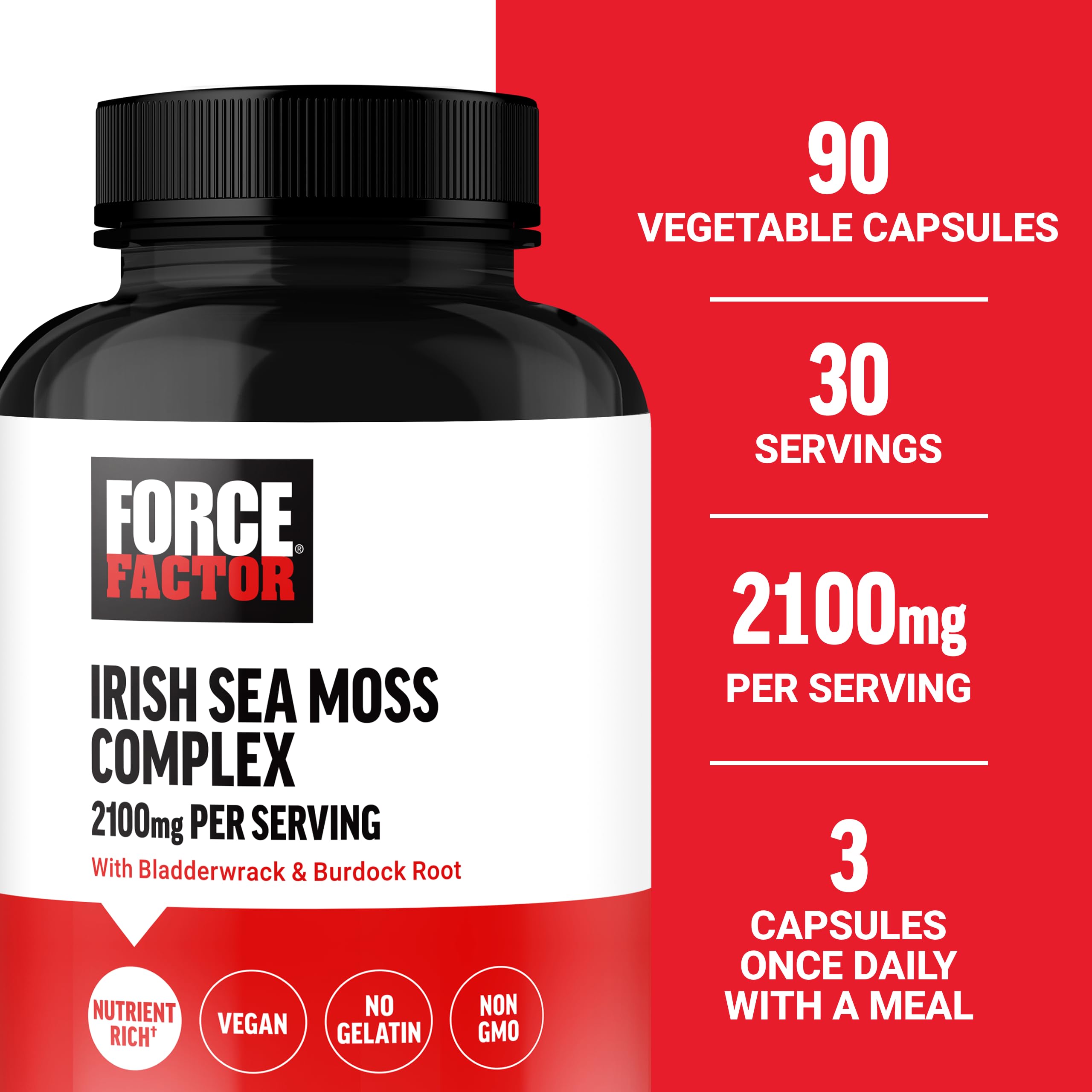 Foto 3 pulgar | Suplemento Force Factor Irish Sea Moss 90 Cápsulas - Venta Internacional.