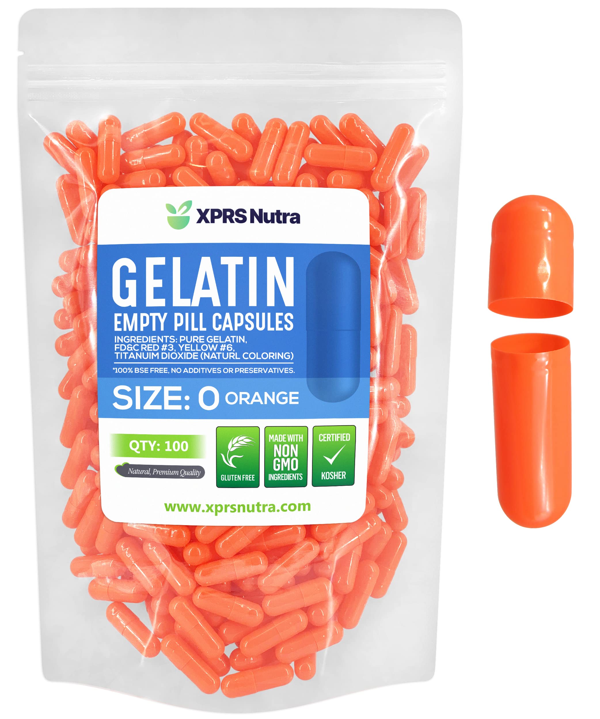 Foto 2 pulgar | Cápsulas Vacías Xprs Nutra De Tamaño 0 A 100 Unidades De Gelatina (naranja) - Venta Internacional.