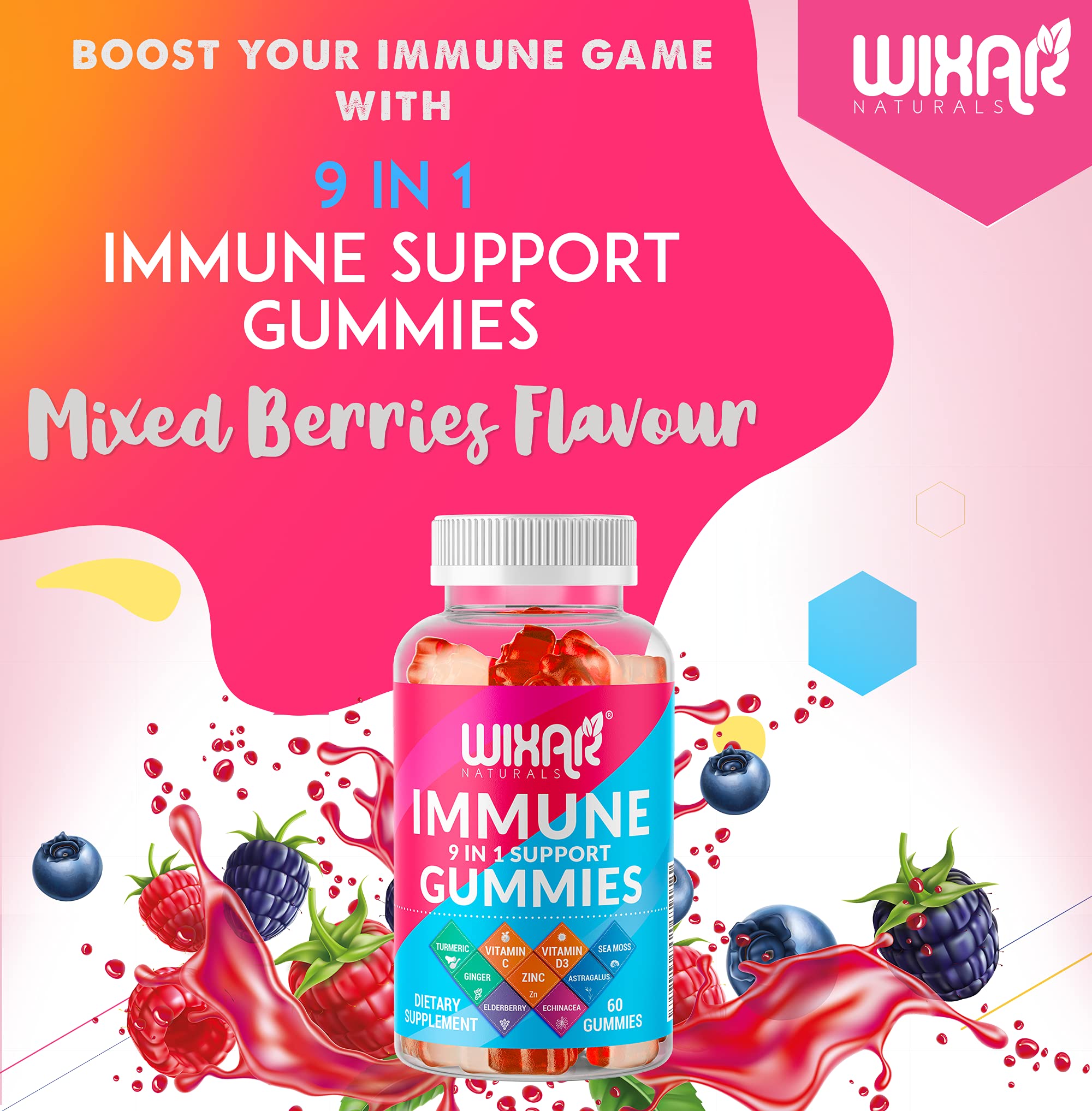 Foto 3 pulgar | Gomitas Wixar Naturals 9 en 1 con Saúco 60 Unidades - Venta Internacional