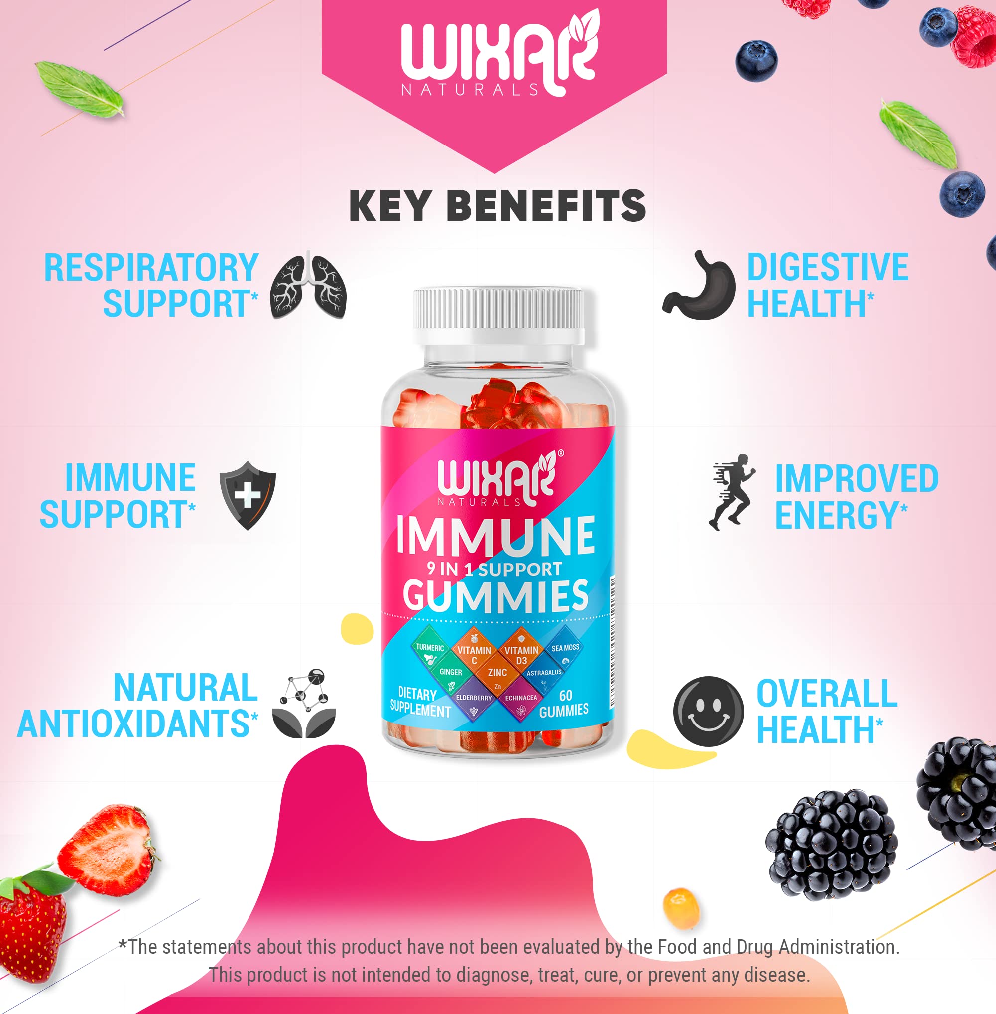 Foto 5 pulgar | Gomitas Wixar Naturals 9 en 1 con Saúco 60 Unidades - Venta Internacional
