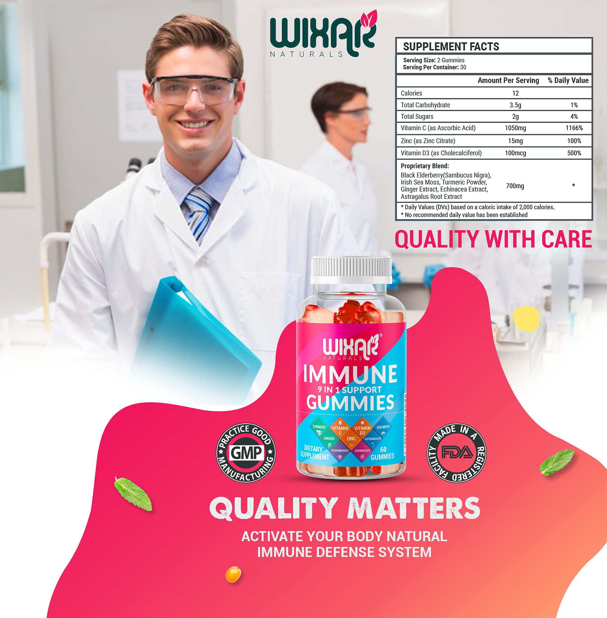 Foto 7 pulgar | Gomitas Wixar Naturals 9 en 1 con Saúco 60 Unidades - Venta Internacional