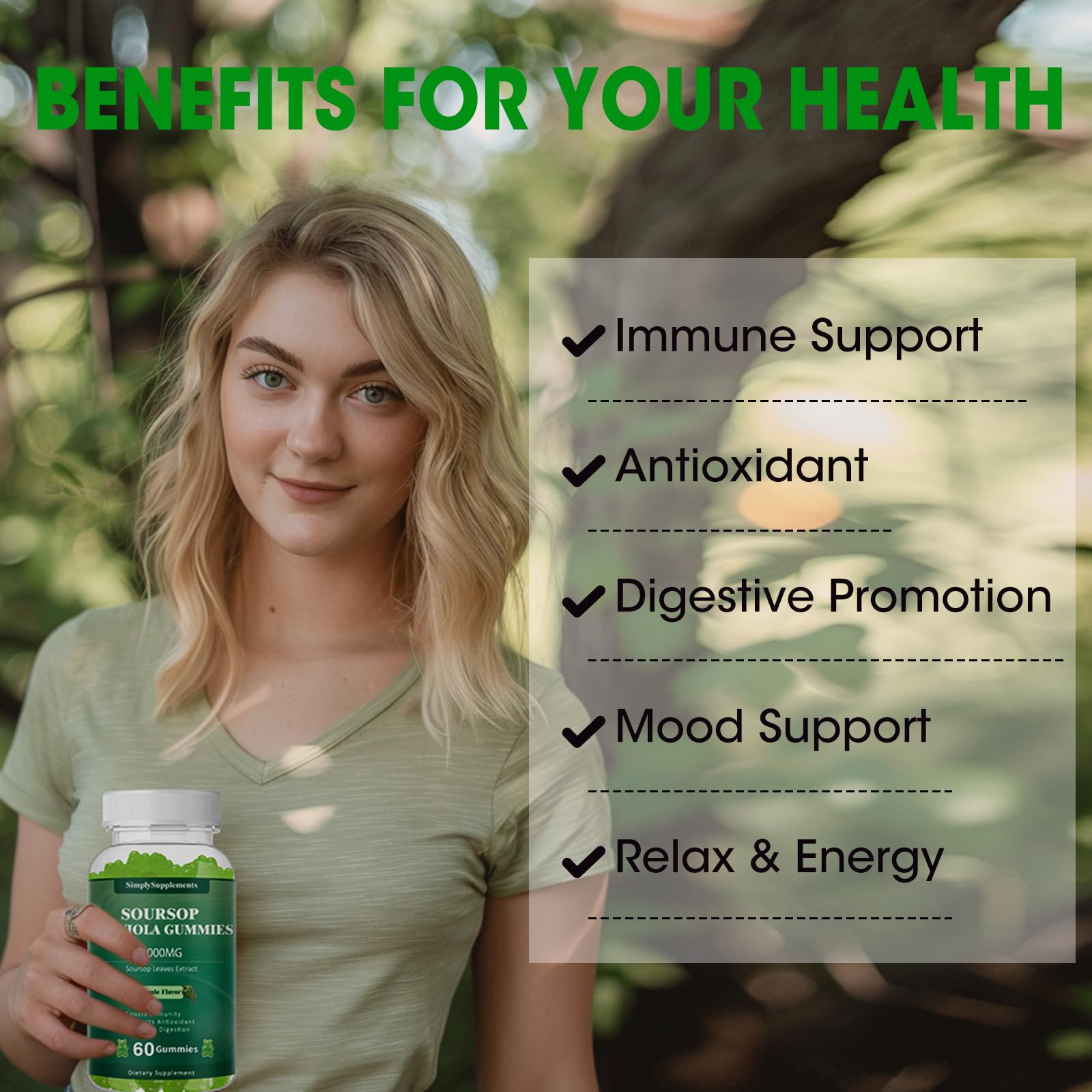 Foto 4 | Gomitas Simplysupplements Guanábana Graviola 2000 Mg 60 Unidades - Venta Internacional.