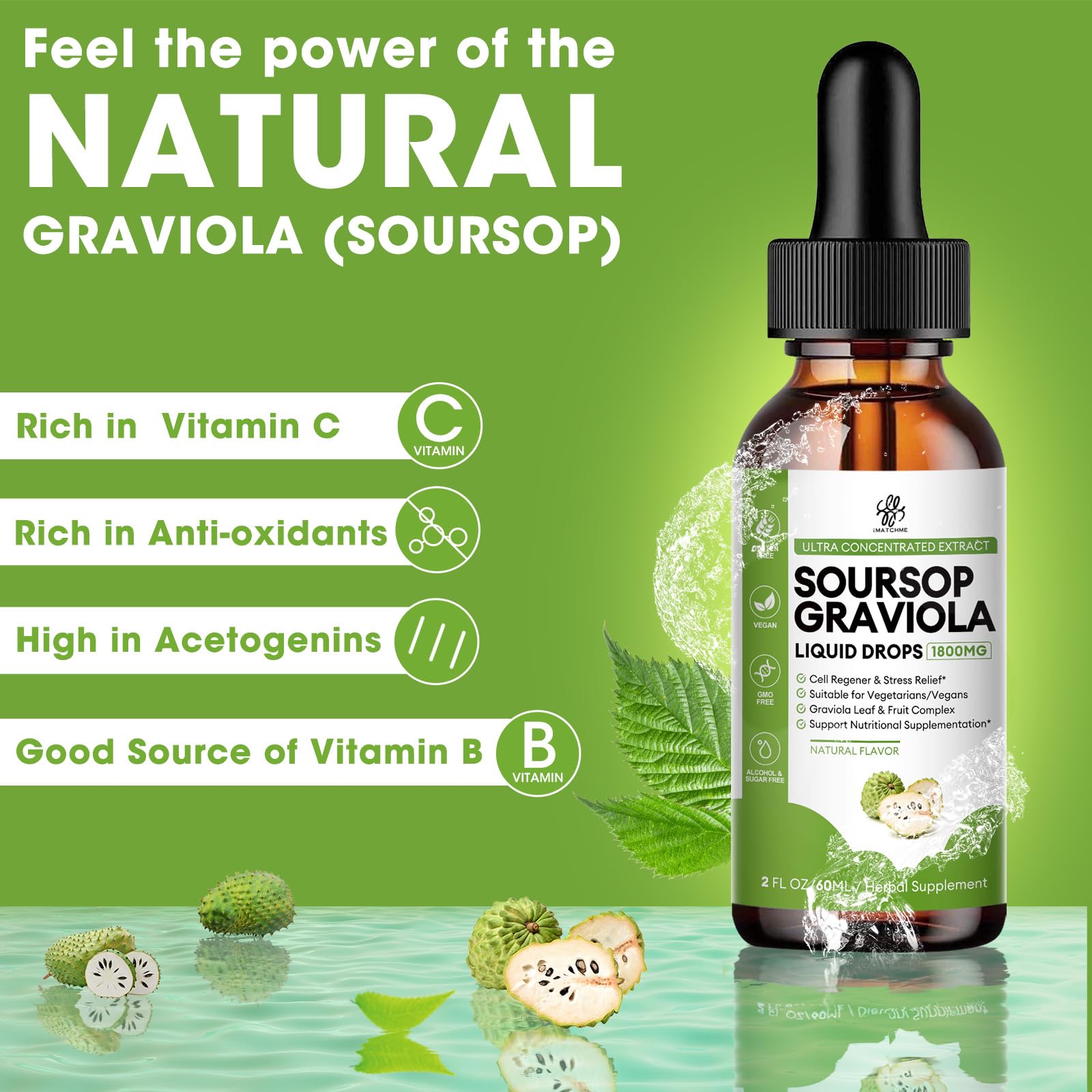 Foto 4 pulgar | Suplemento Imatchme Gota Líquida De Guanábana Y Graviola, 60 Ml - Venta Internacional.