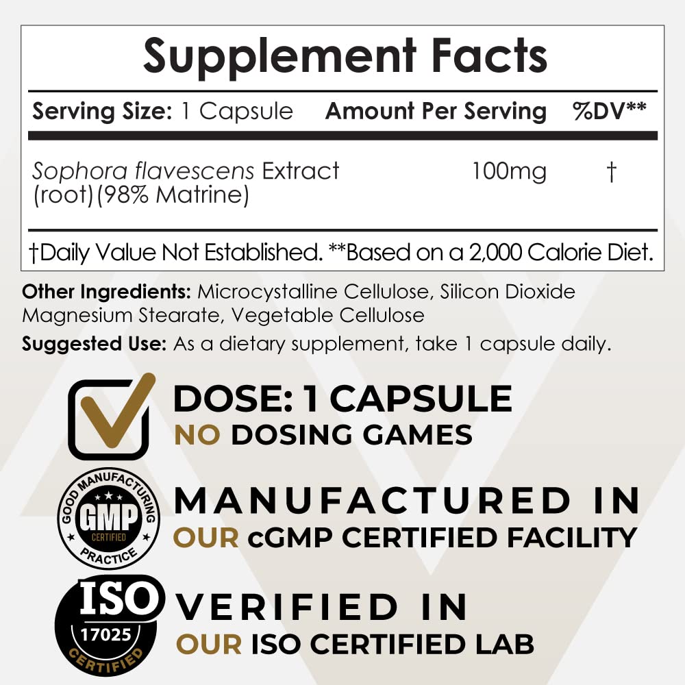 Foto 3 pulgar | Suplemento Nootropics Depot Matrine En Cápsulas De 100 Mg, 60 Unidades - Venta Internacional.