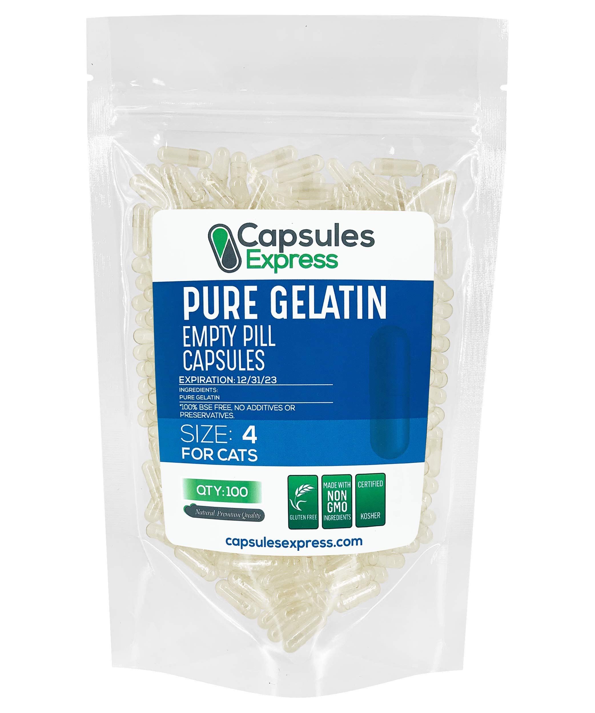 Cápsulas De Gelatina Vacías Xprs Nutra Tamaño 4 Para Gatos (100 Unidades) - Venta Internacional.