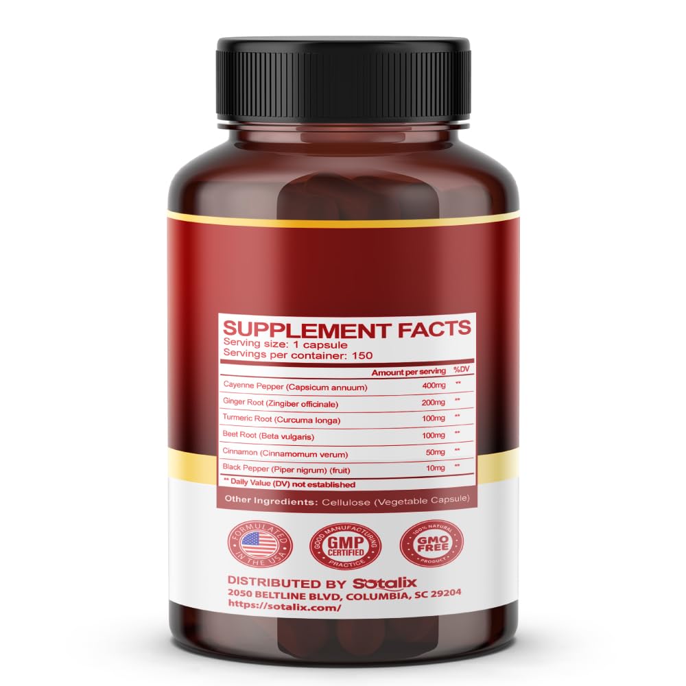Foto 3 pulgar | Suplemento Sotalix De Pimienta De Cayena De 17.200 Mg Con Jengibre Y Cúrcuma - Venta Internacional.