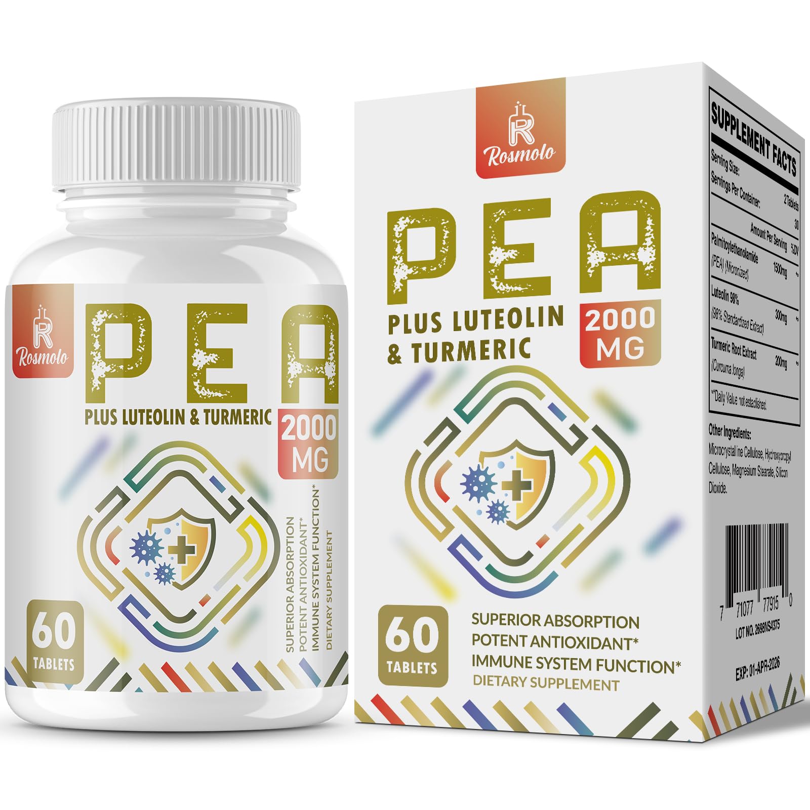 Foto 2 pulgar | Suplemento Rosmolo Palmitoiletanolamida 1500 mg con Luteolina - Venta Internacional