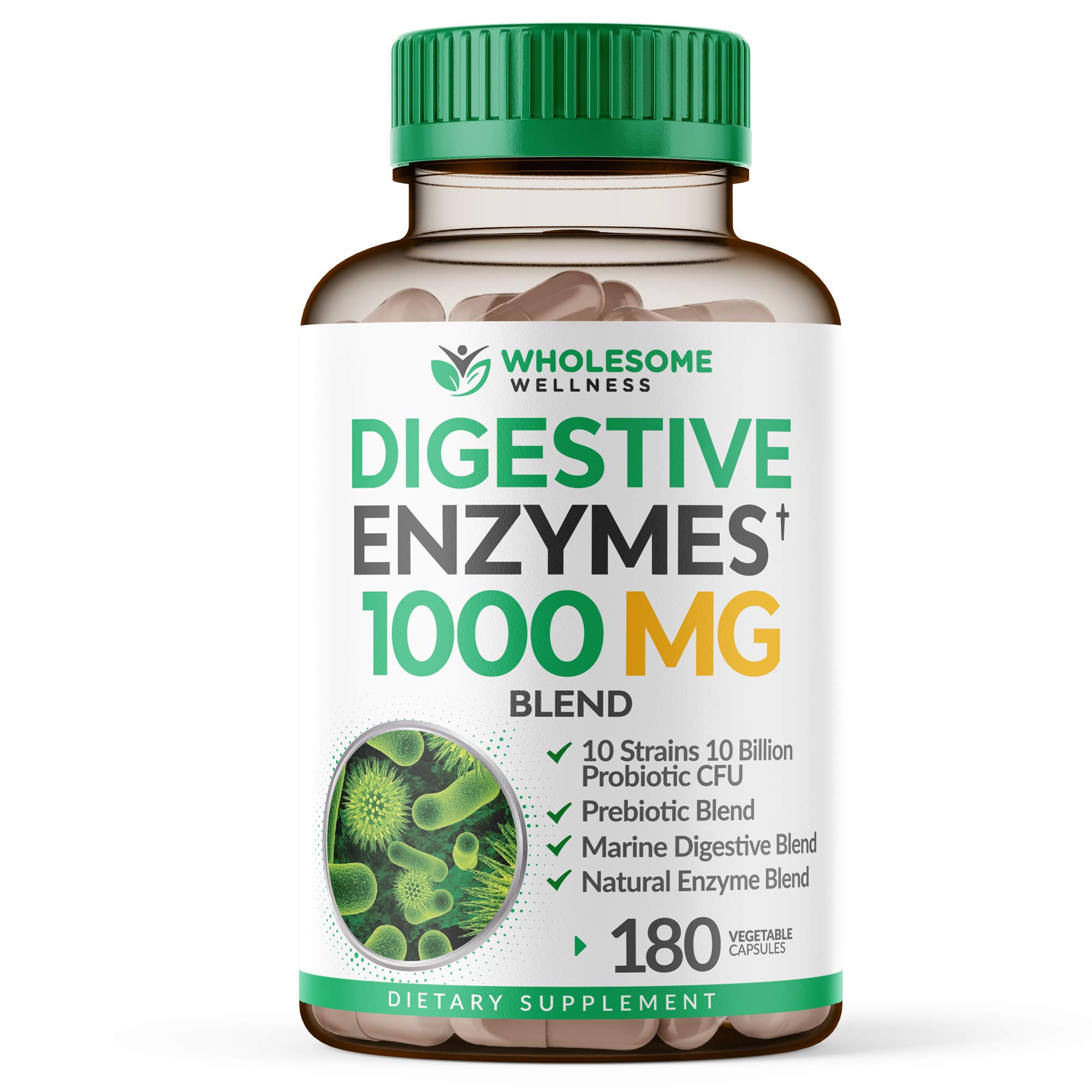 Foto 2 pulgar | Suplemento Wholesome Wellness Digestive Enzymes 1000 Mg 180 Cápsulas - Venta Internacional.