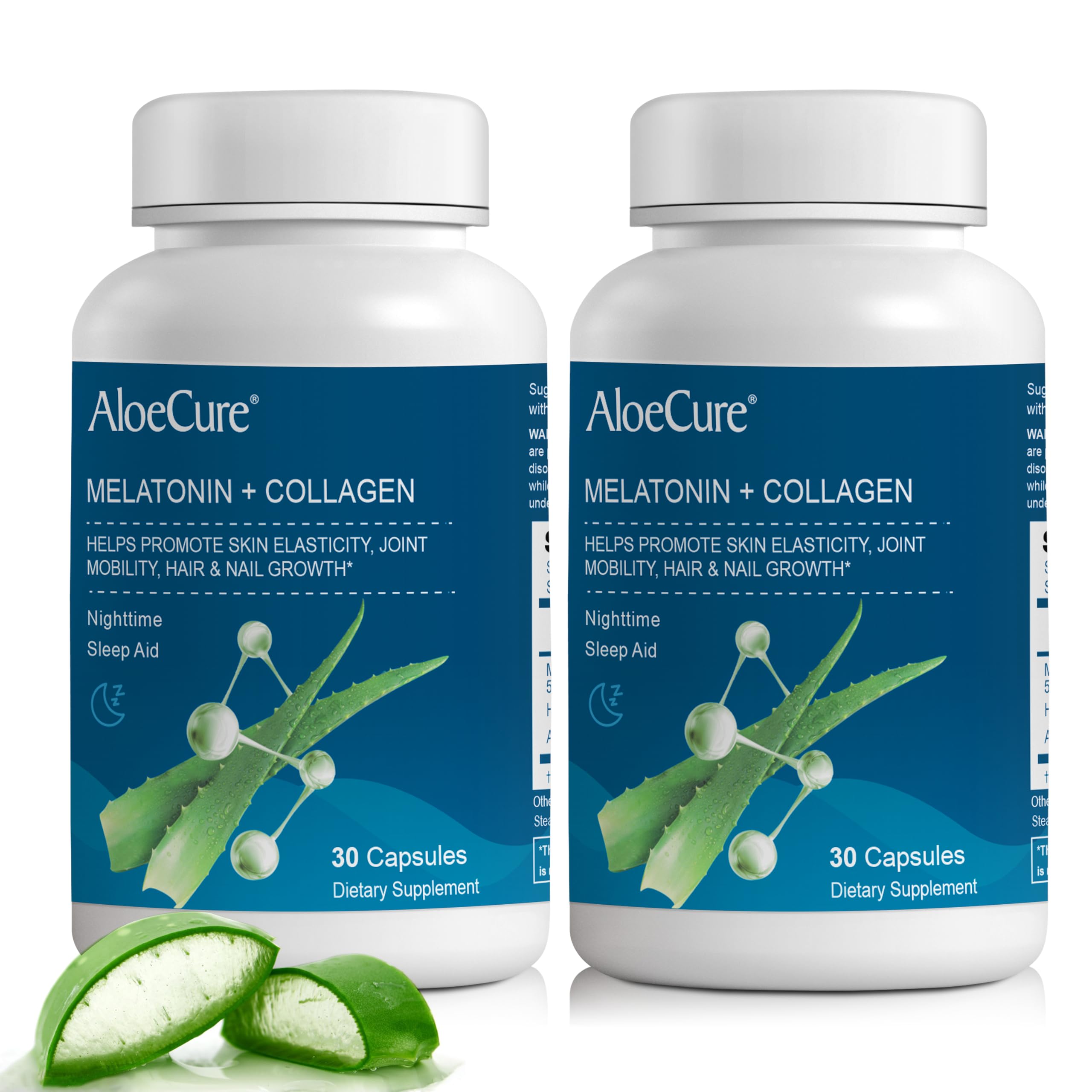 Foto 2 pulgar | Suplemento Aloecure Natural Melatonin + colágeno 30 Cápsulas 2 Frascos - Venta Internacional