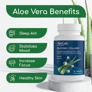 Foto 2 | Suplemento Aloecure Natural Melatonin + colágeno 30 Cápsulas 2 Frascos - Venta Internacional