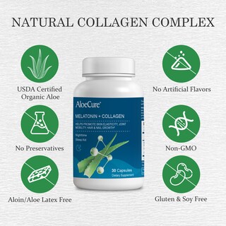 Foto 4 | Suplemento Aloecure Natural Melatonin + colágeno 30 Cápsulas 2 Frascos - Venta Internacional