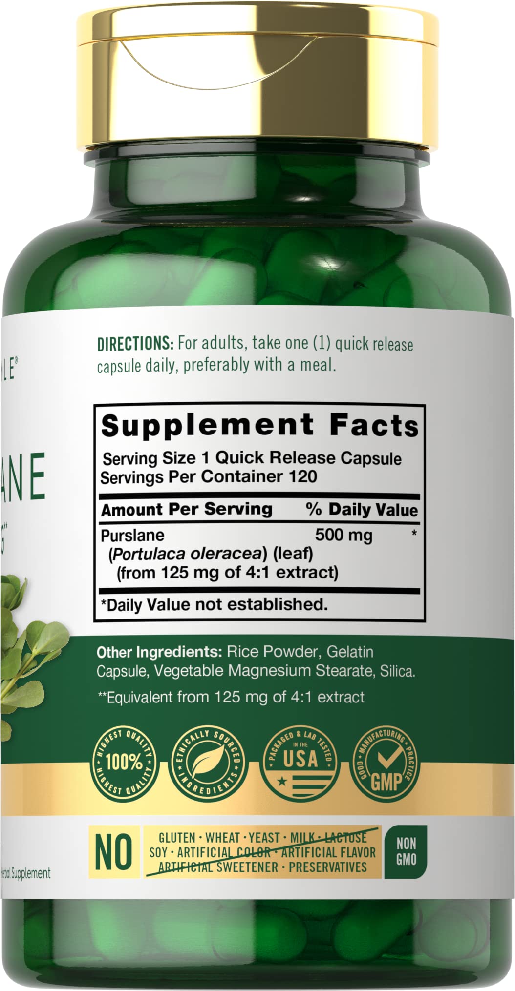 Foto 3 pulgar | Suplemento Carlyle Purslane Leaf 500 Mg 120 Cápsulas - Venta Internacional.
