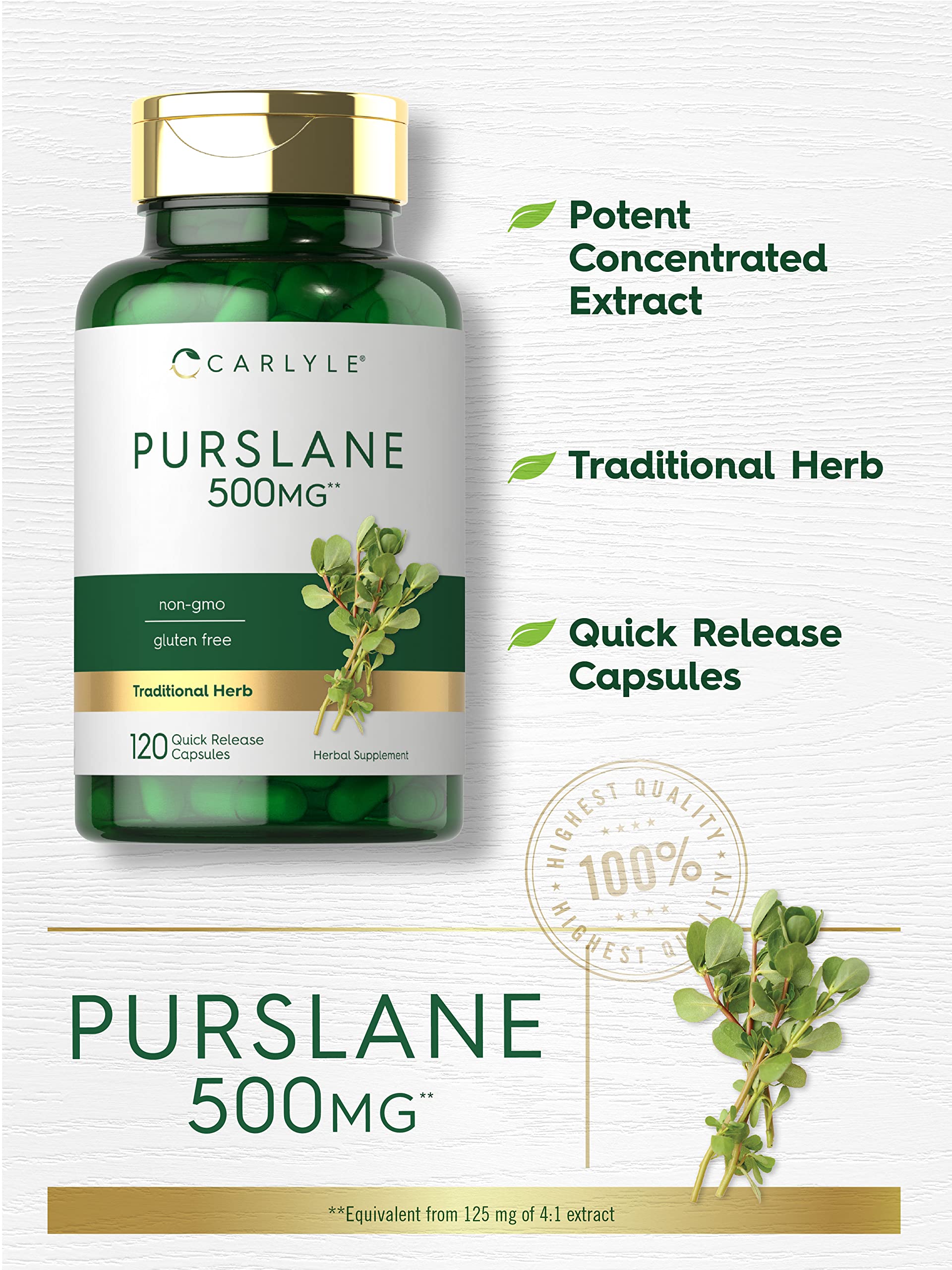 Foto 4 pulgar | Suplemento Carlyle Purslane Leaf 500 Mg 120 Cápsulas - Venta Internacional.