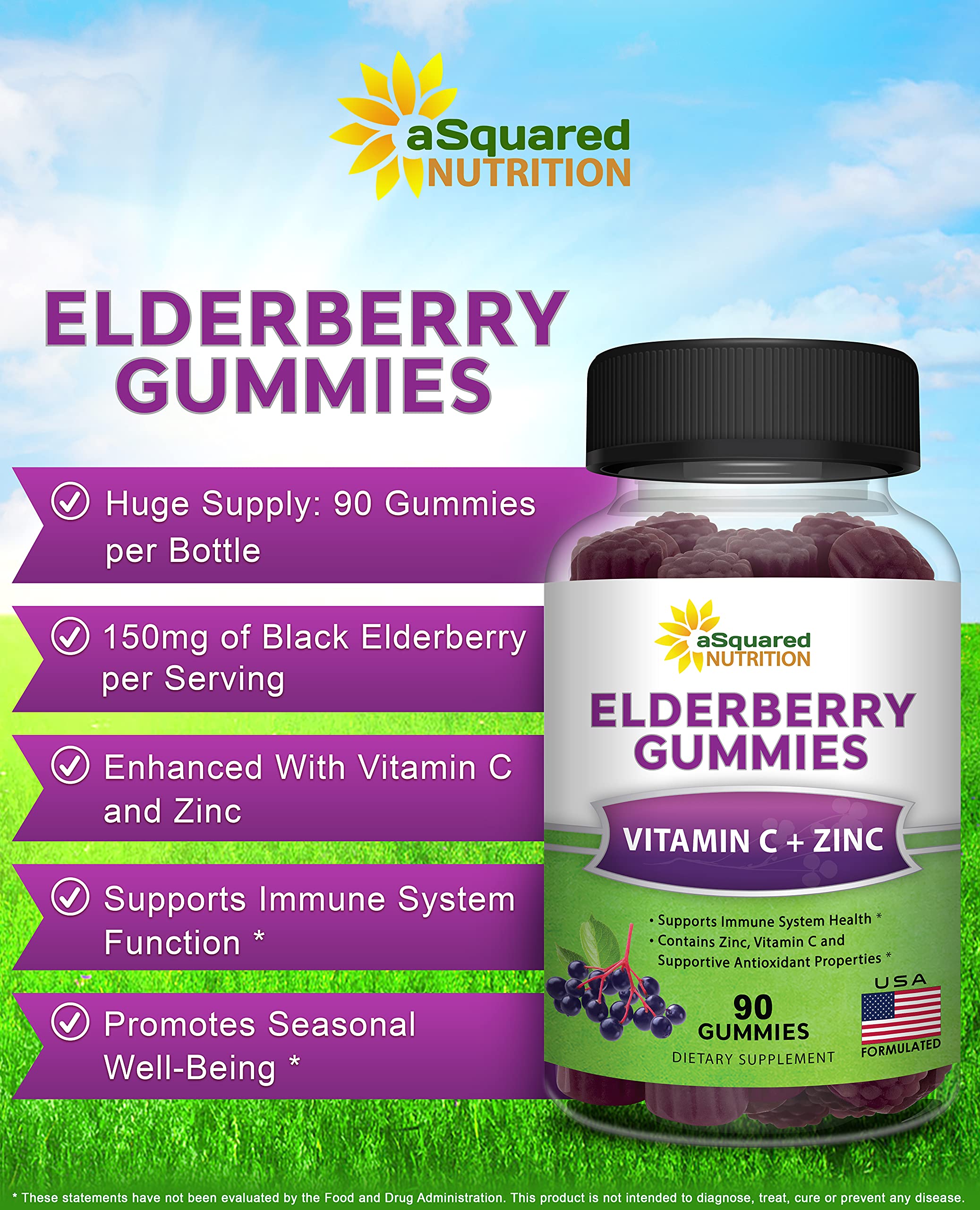 Foto 3 pulgar | Gomitas de Saúco Sambucus Supplement Asquare Nutrition 90 Unidades - Venta Internacional