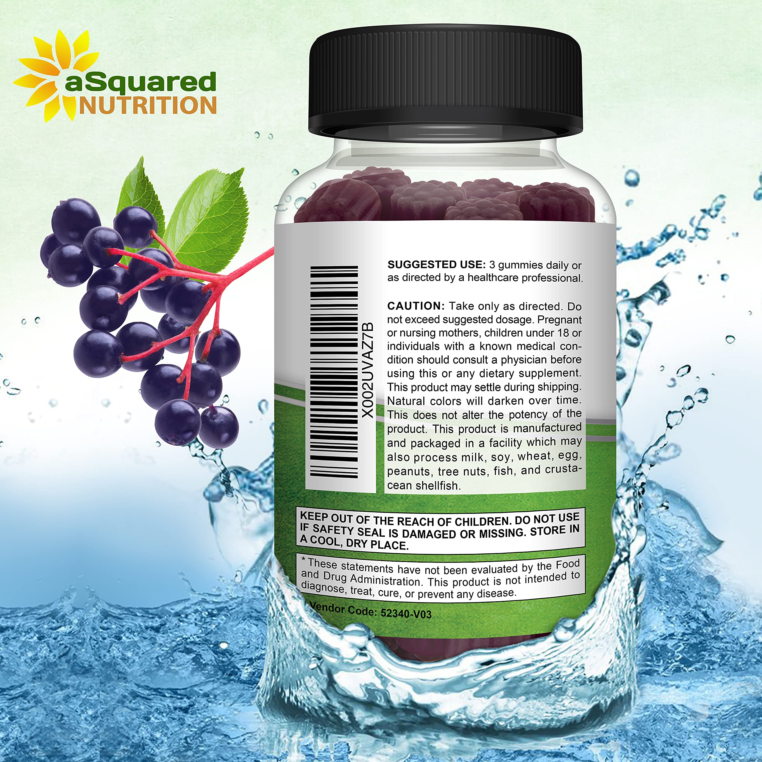 Foto 8 pulgar | Gomitas de Saúco Sambucus Supplement Asquare Nutrition 90 Unidades - Venta Internacional