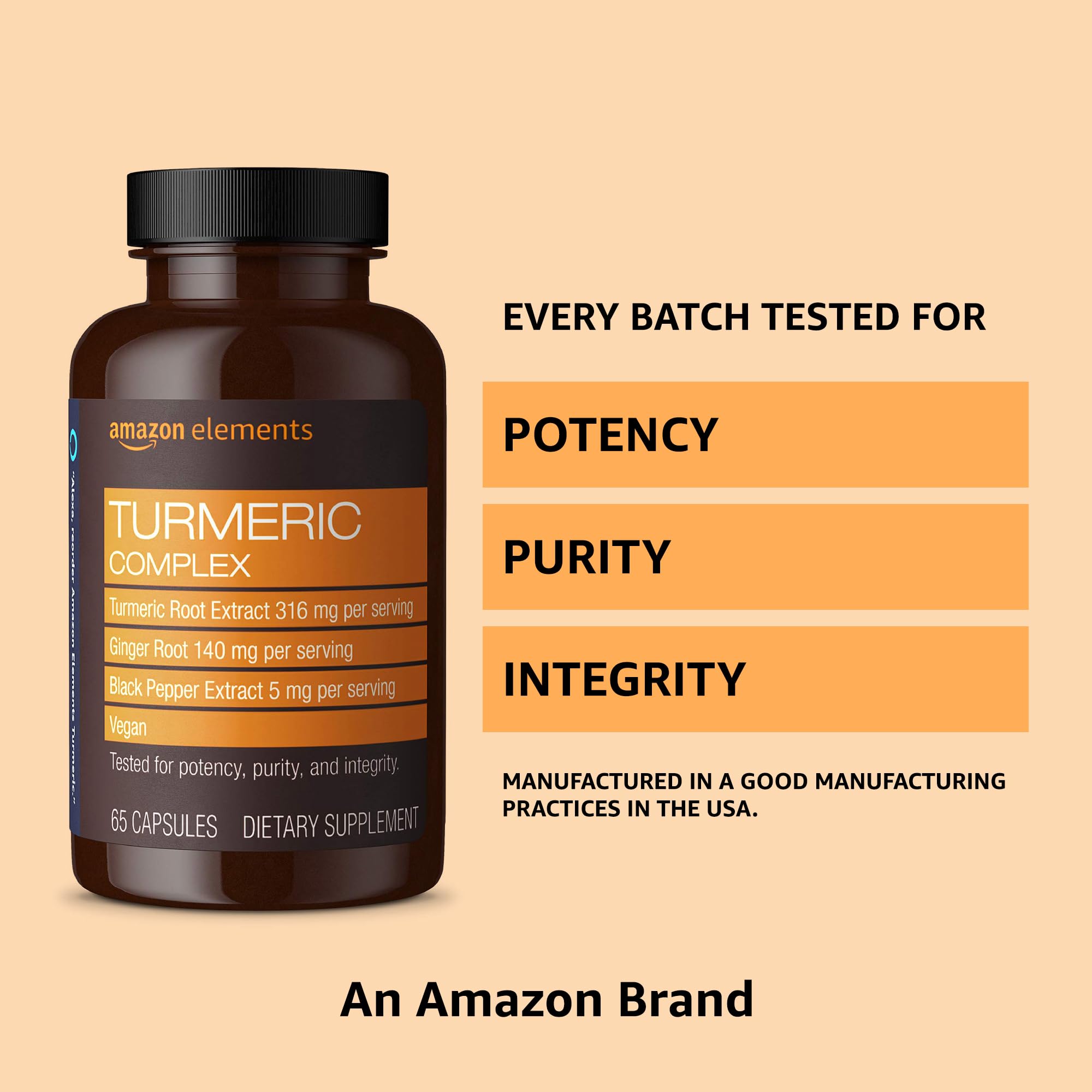 Foto 7 | Suplemento Amazon Elements Turmeric Complex 65 Cápsulas - Venta Internacional.