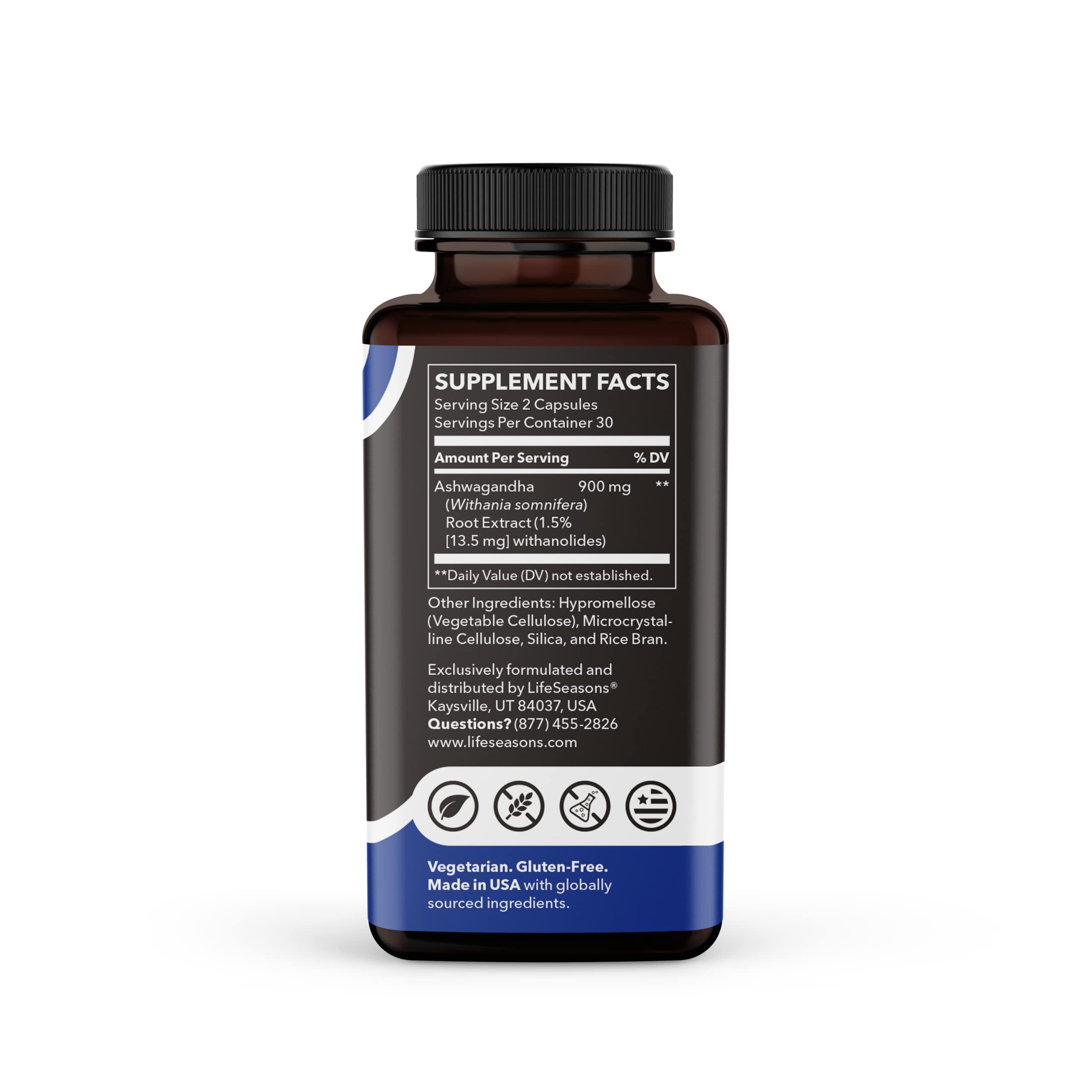Foto 3 pulgar | Suplemento Lifeseasons Essentials Ashwagandha 900 Mg 60 Cápsulas - Venta Internacional.