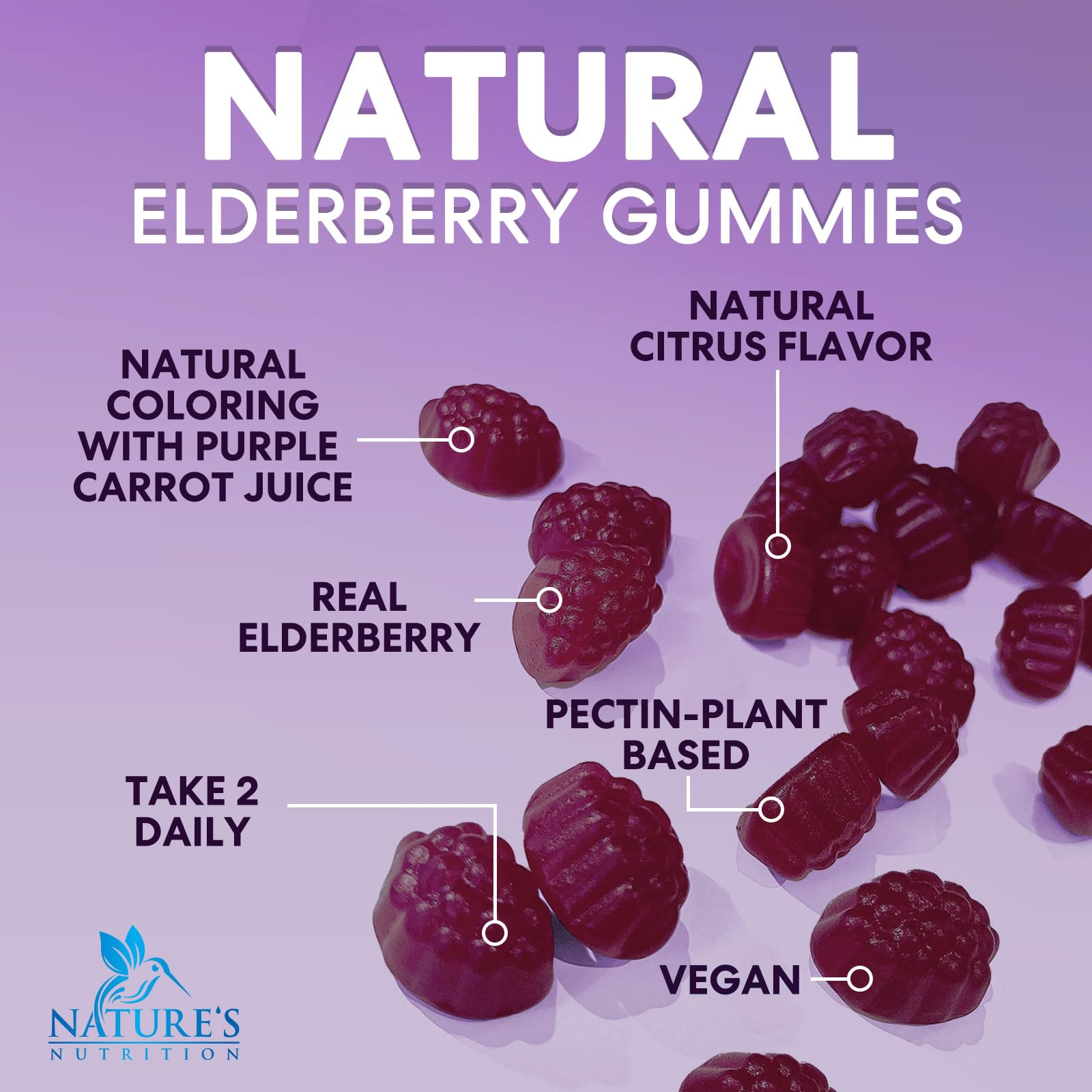 Foto 7 | Gomitas Nature's Nutrition Sambucus Elderberry Immune 120 Gomitas - Venta Internacional