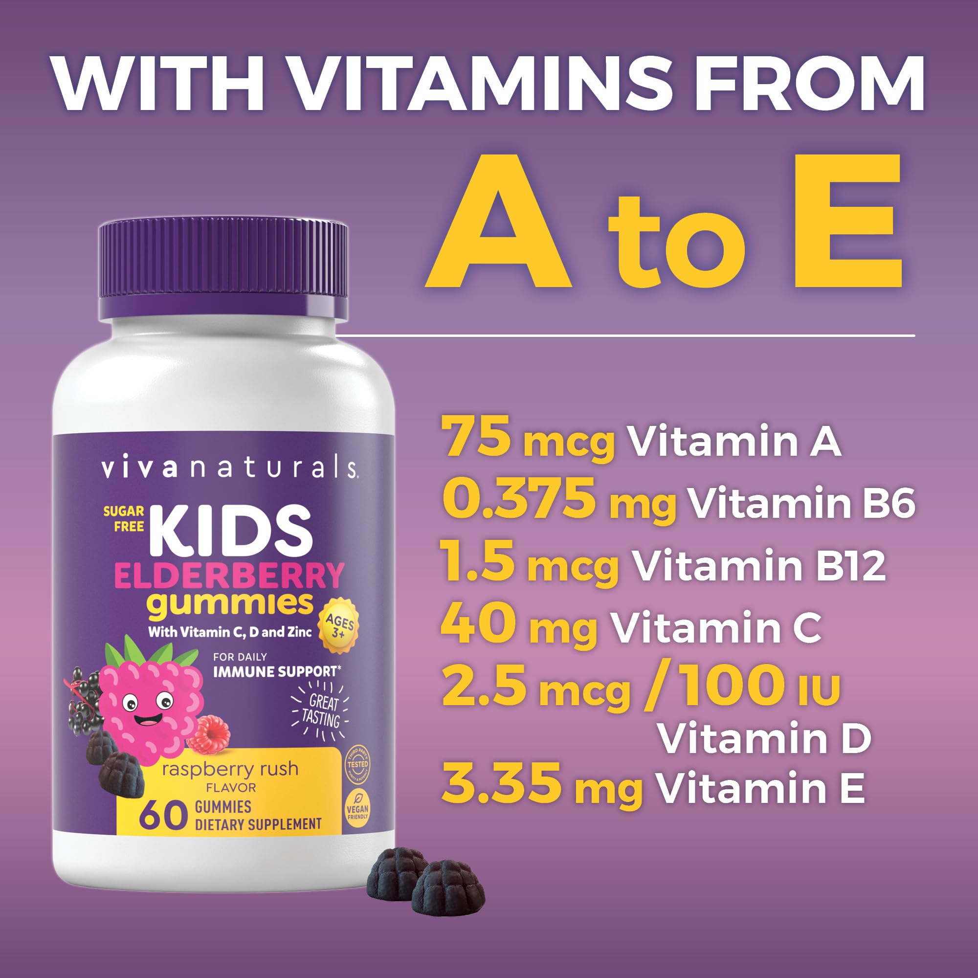 Foto 6 pulgar | Gomitas de Saúco Viva Naturals 8 En 1 Para Niños Sin Azúcar 60 Unidades - Venta Internacional